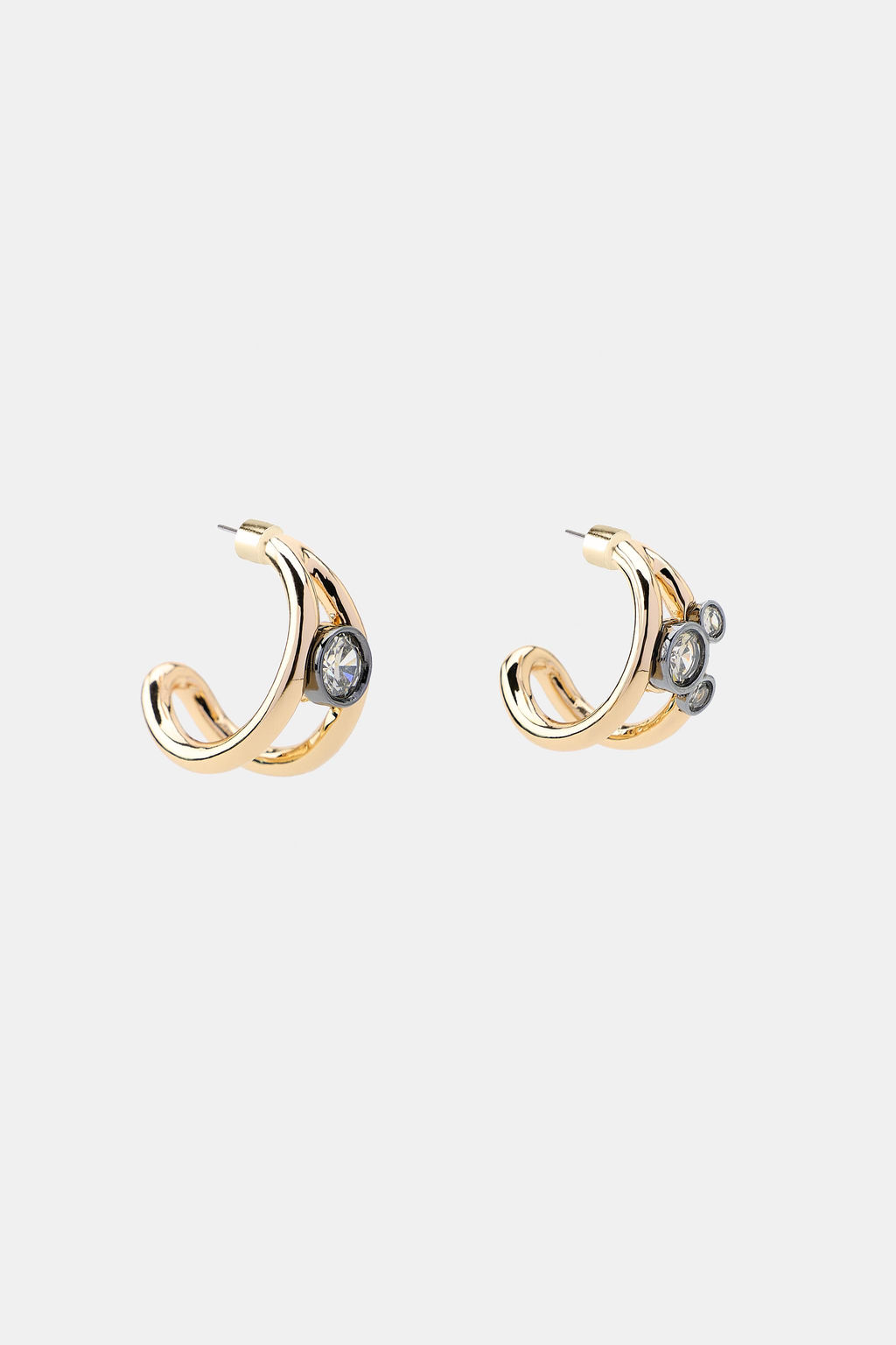 RHINESTONE DOUBLE HOOP EARRINGS - Zara фото 4