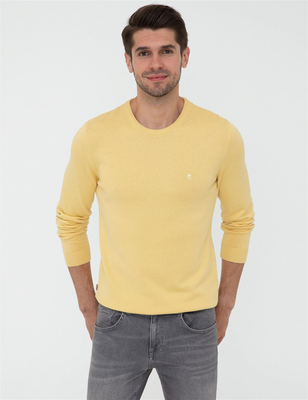 A__k Sar_ Slim Fit Bisiklet Yaka Basic Triko Kazak