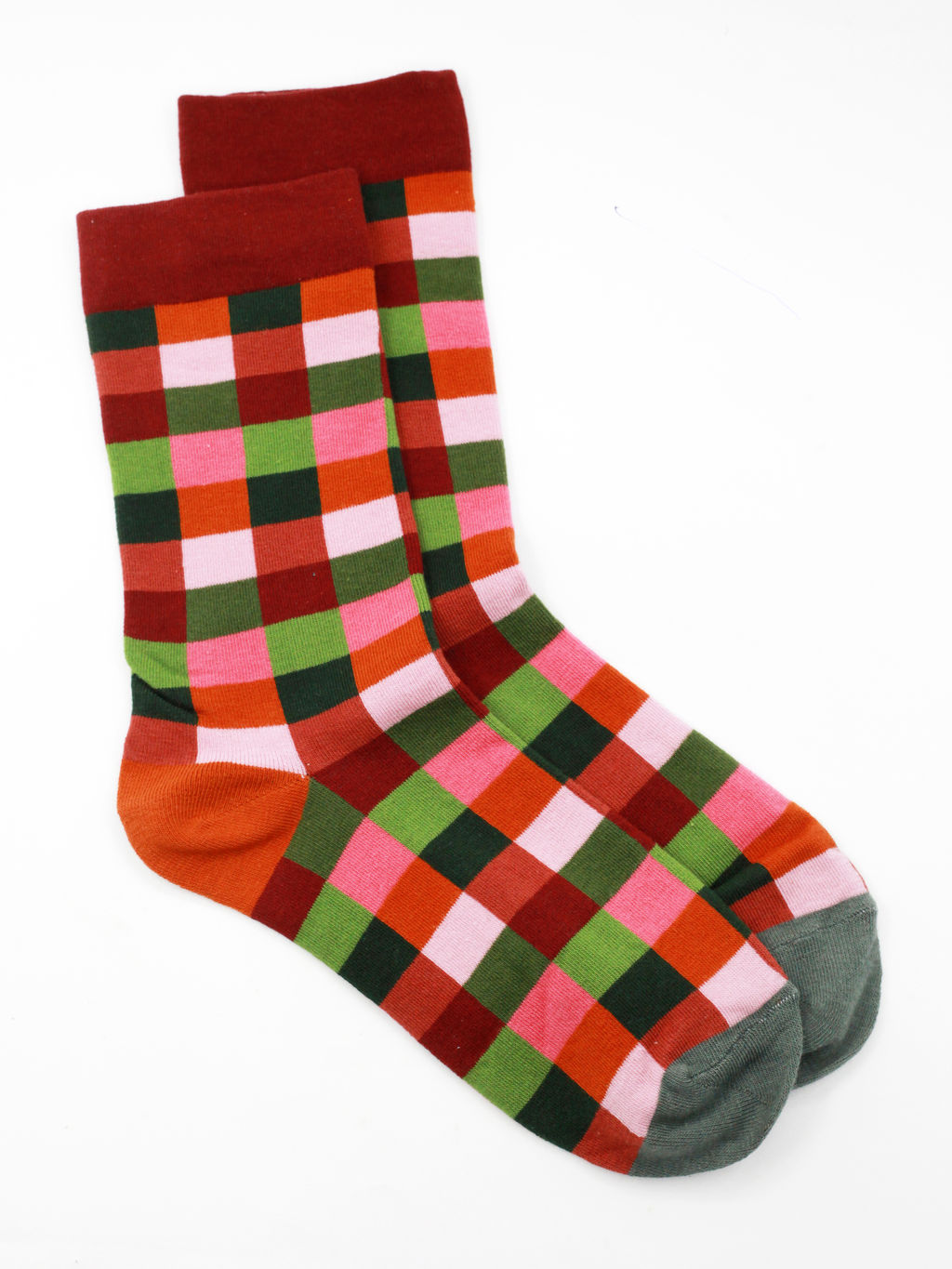 Носки р.35-40 Provence Клеточка красно-розовая - Krumpy фото 3