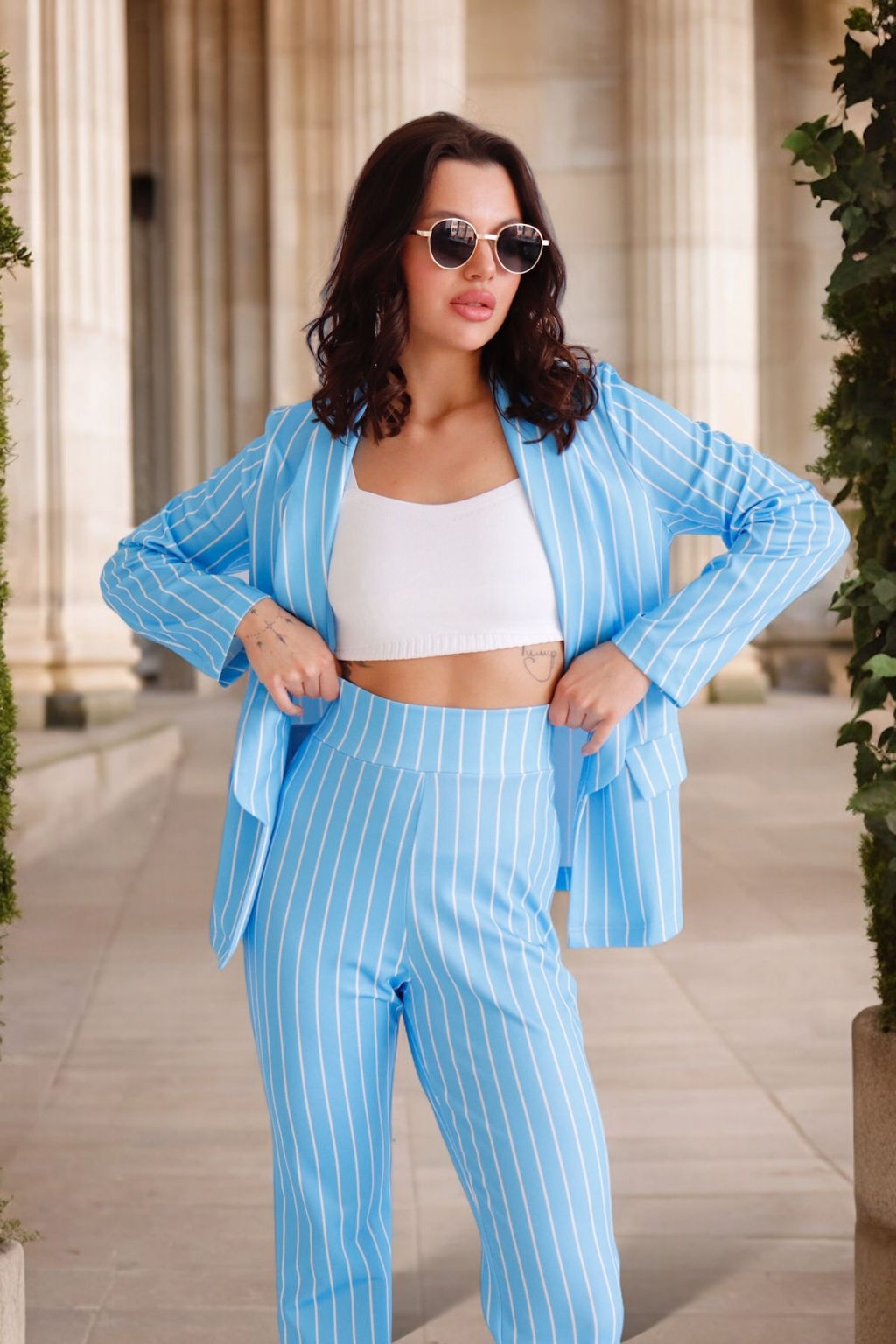 12617 Брючный костюм голубой в полоску - Martichelli фото 7