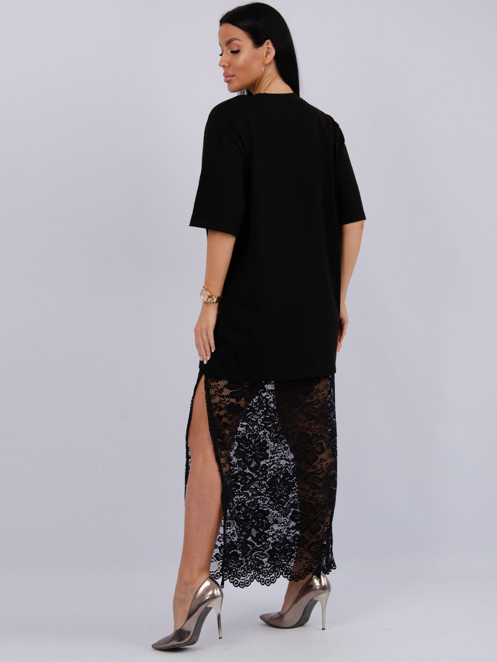 Костюм Монохром 2 чёрный, трикотаж - Малина фото 24