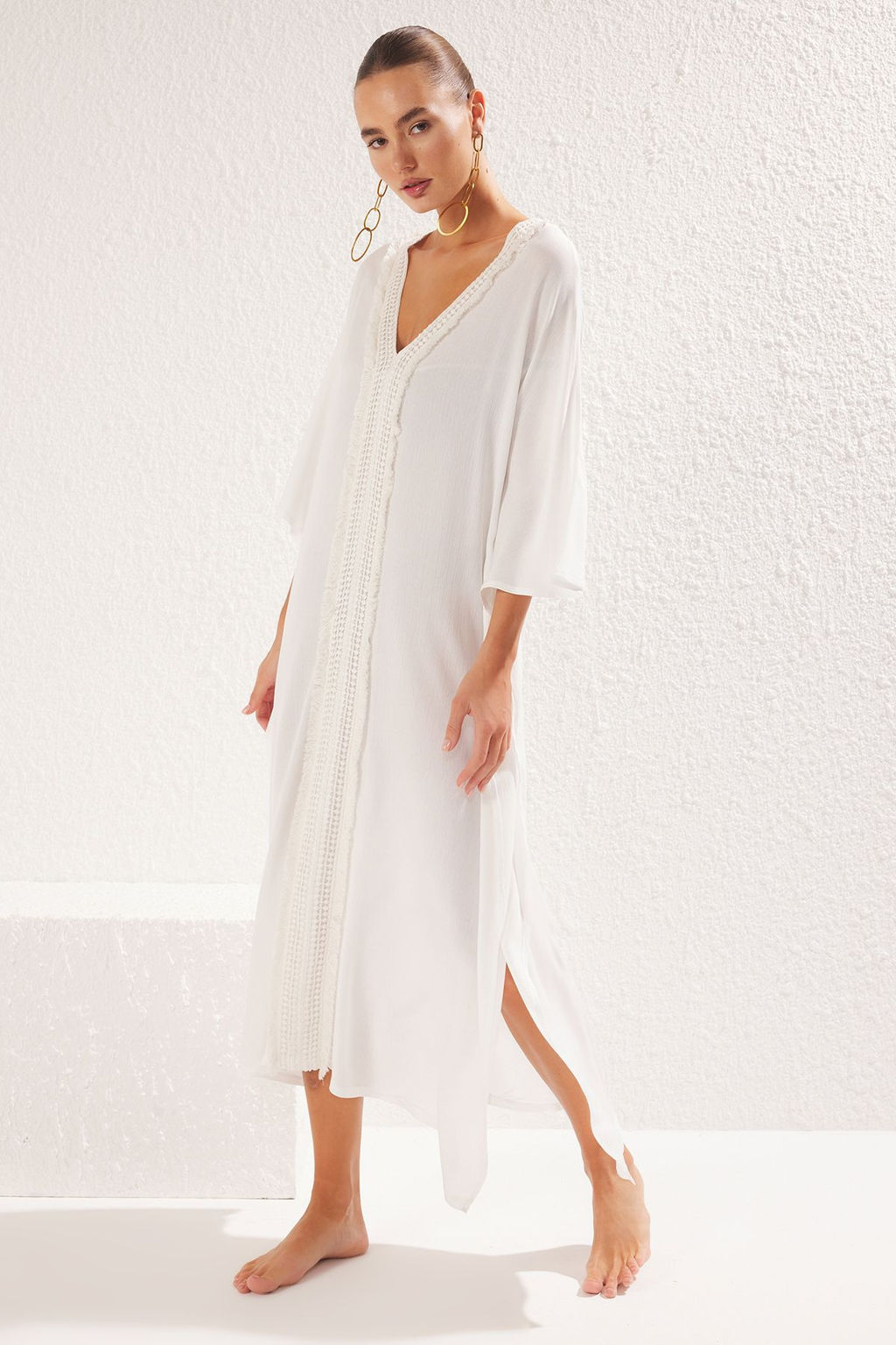 TRENDYOLMILLA Siyah Maxi Dokuma Plaj Elbisesi TBESS25EL00013  фото 2