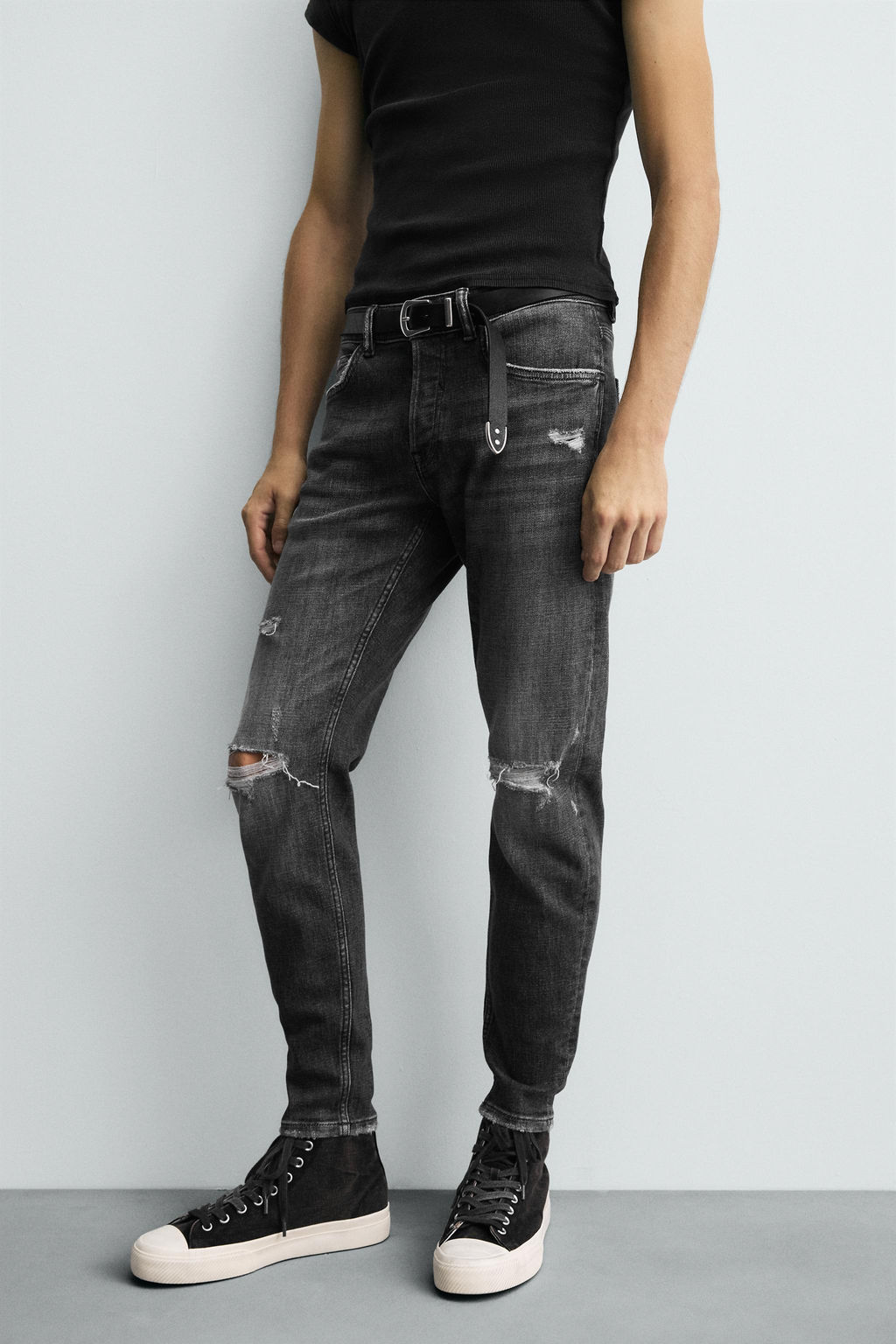 JEANS SKINNY FIT ROTOS / Gris - Zara фото 5