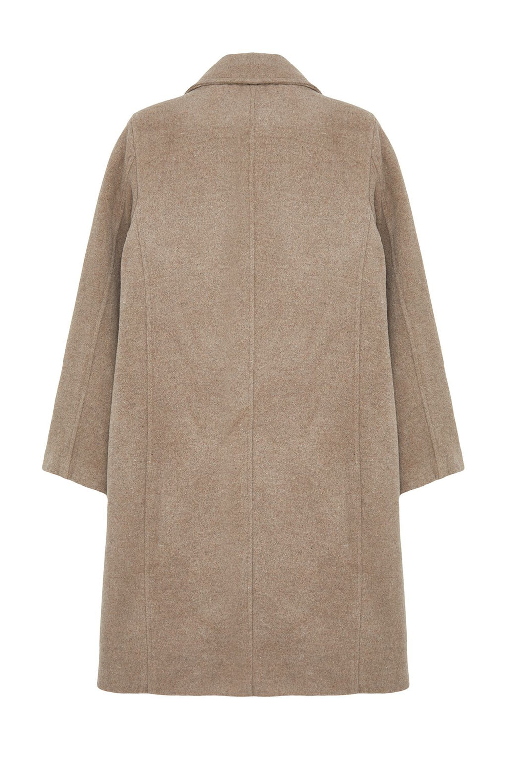 Trendyolmilla Vizon Kruvaze Regular Yunlu Midi Kaban TWOAW25KB00016  фото 7