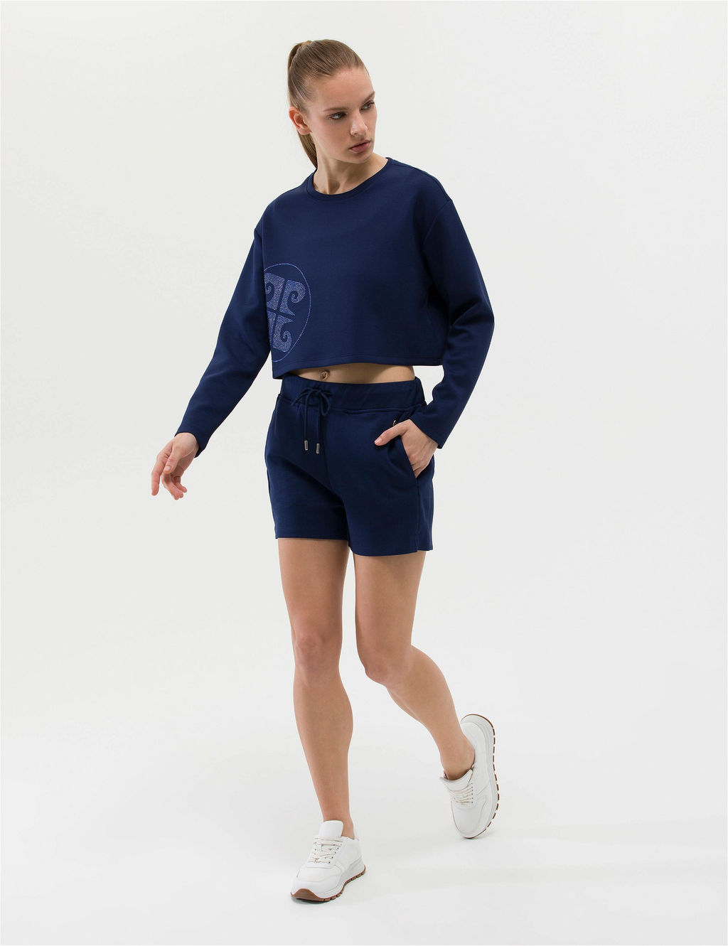Lacivert Crop Top Sweatshirt - Pierre cardin фото 4