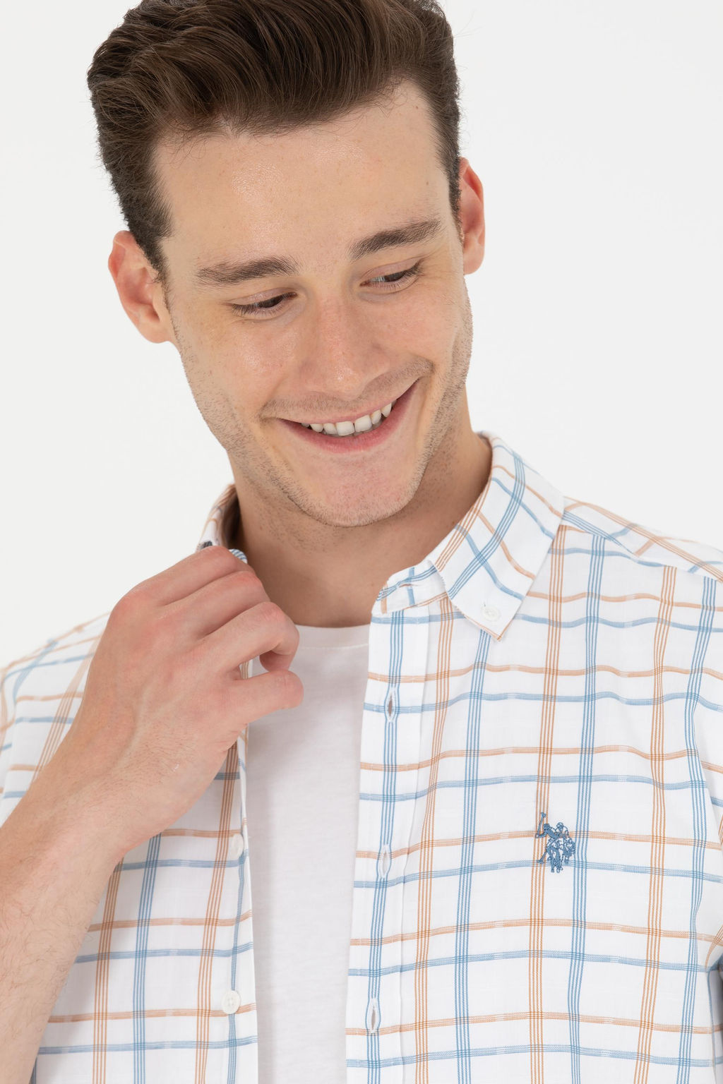 U. S. Polo Assn Мужская рубашка в клетку цвета экрю - U.s. polo assn фото 2