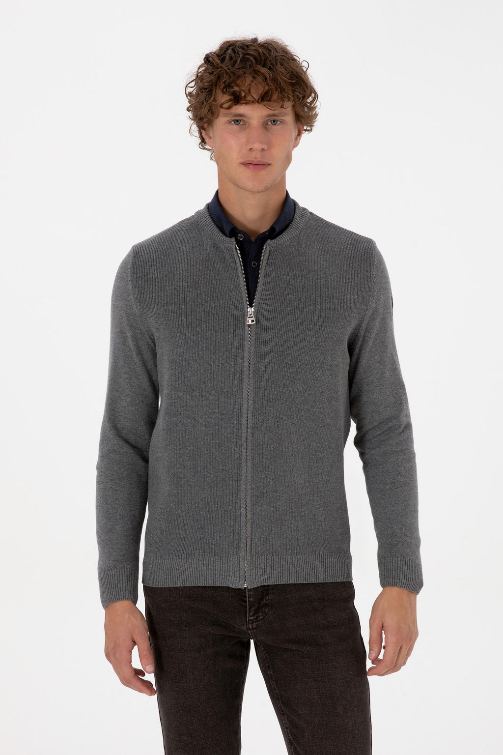 Erkek Gri Melanj Basic Triko H_rka Sepette S_rpriz _ndirim