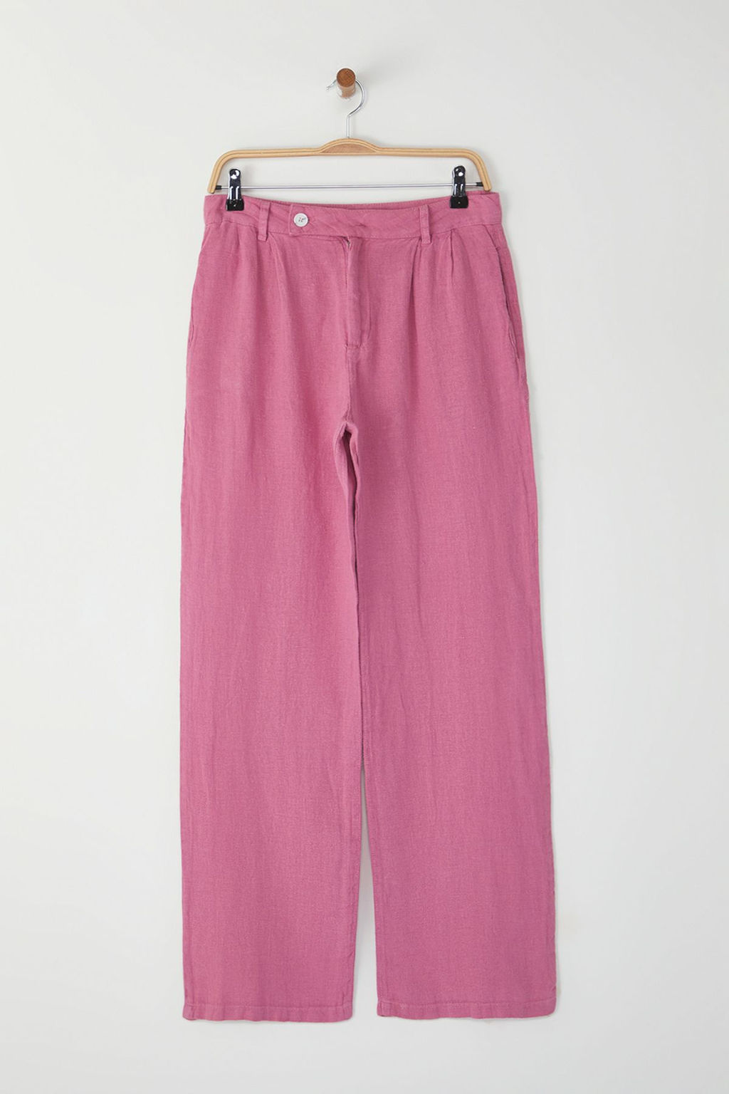 Gul Kurusu %100 Keten Pileli Yuksek Bel Wide Leg Pantolon TWOSS24JE00245 - Trendyolmilla фото 11