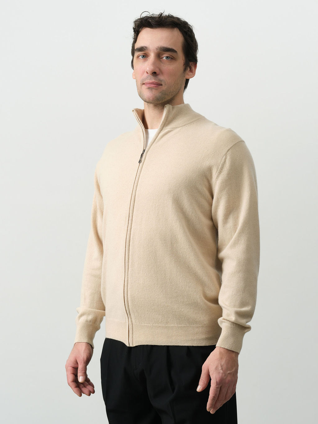 Джемпер из кашемира и шерсти 5W04017 бежевый