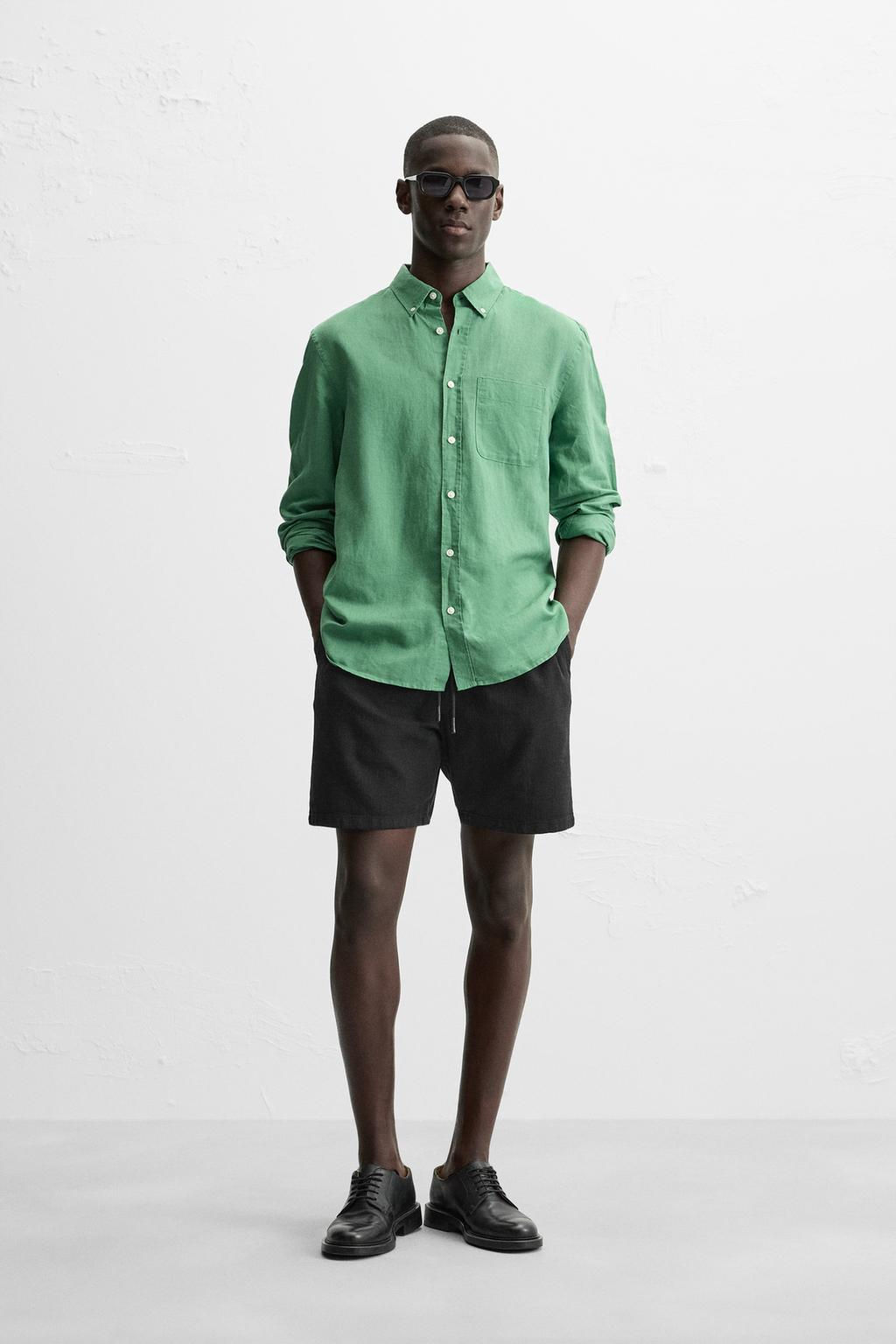 TEXTURED REGULAR FIT BERMUDA SHORTS - Zara фото 20