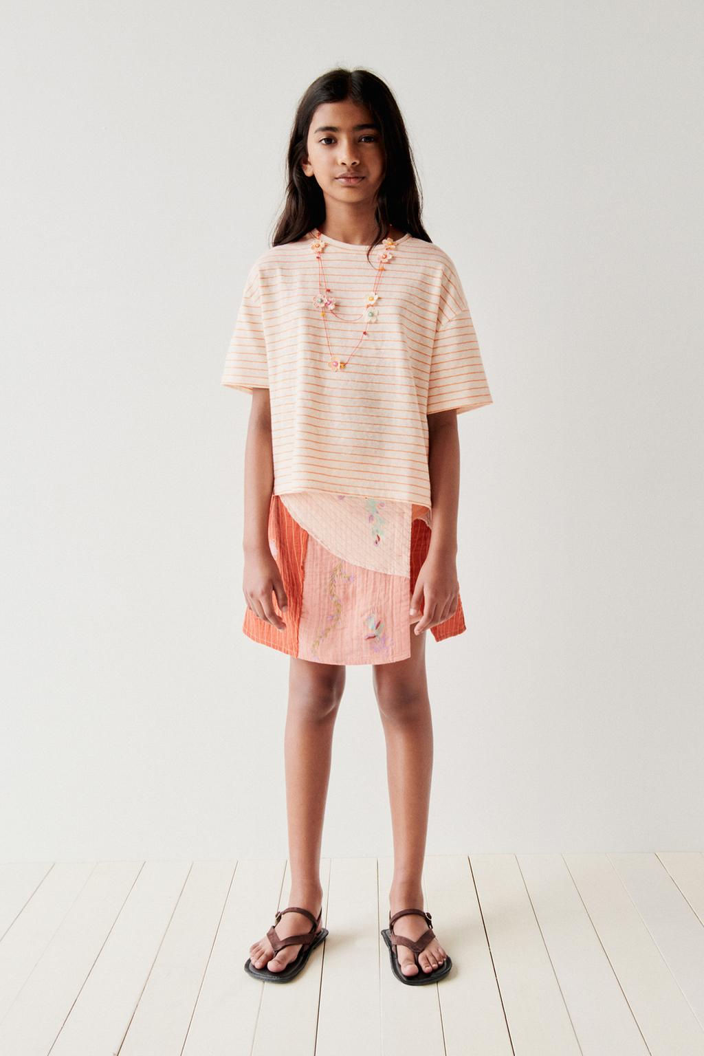 STRIPED COTTON AND LINEN T-SHIRT
