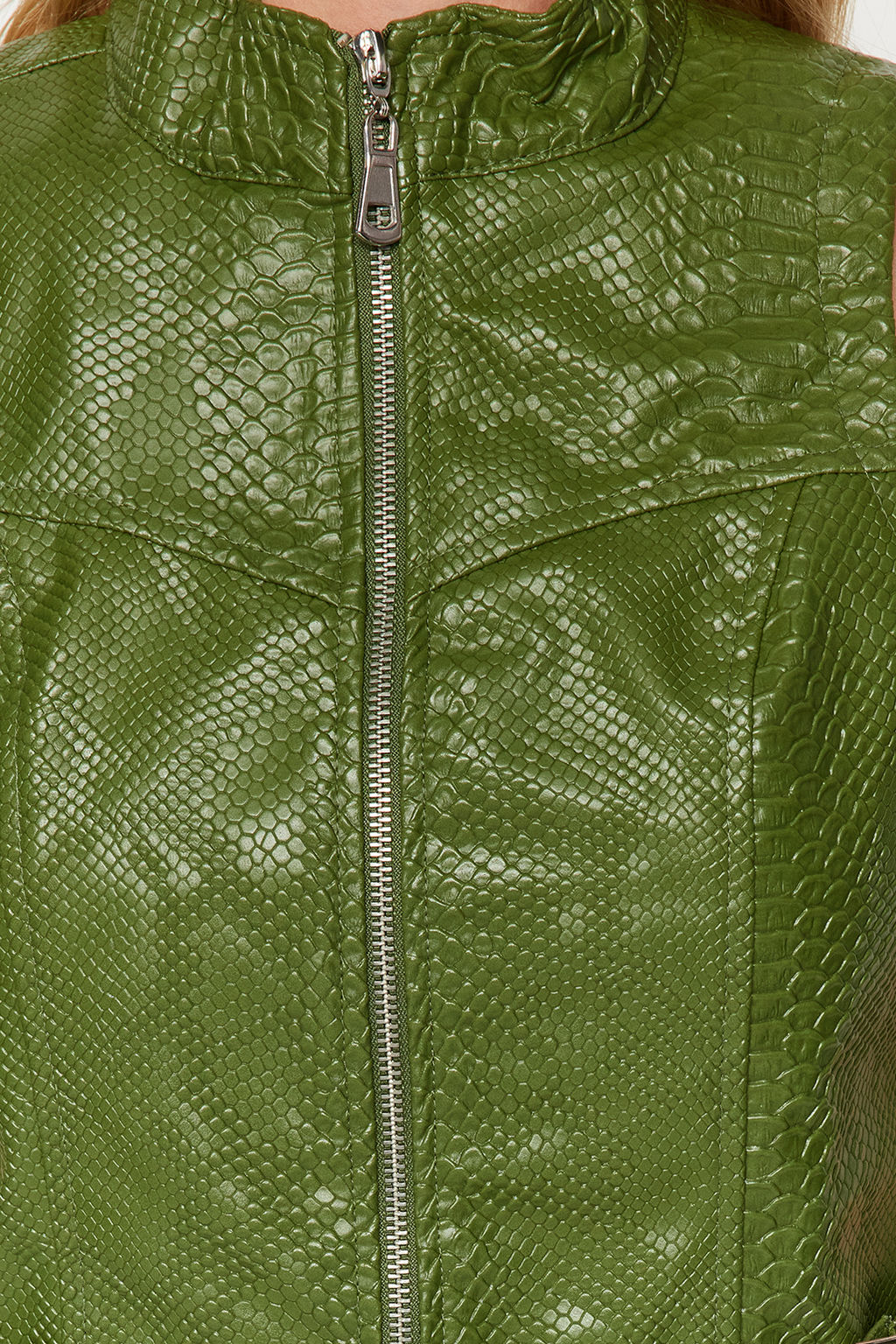 Limited Edition Haki Astarl? Timsah Desenli Crop Dokuma Yelek TWOAW22YE0083