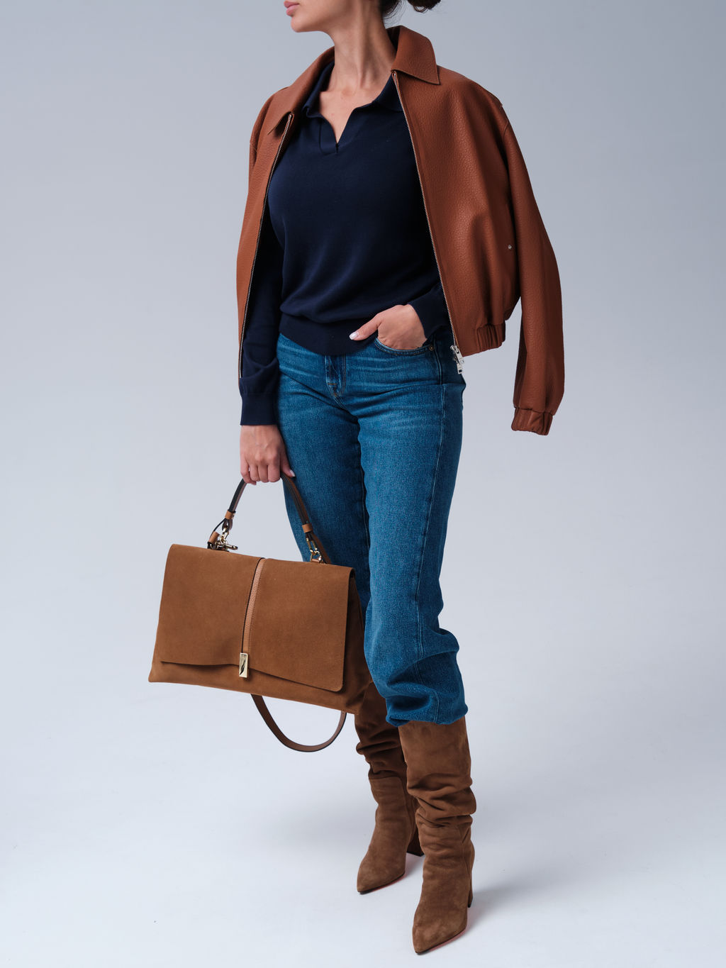 Замшевая сумка сэтчел Colette DBR 31349 светло-коричневый фото 7