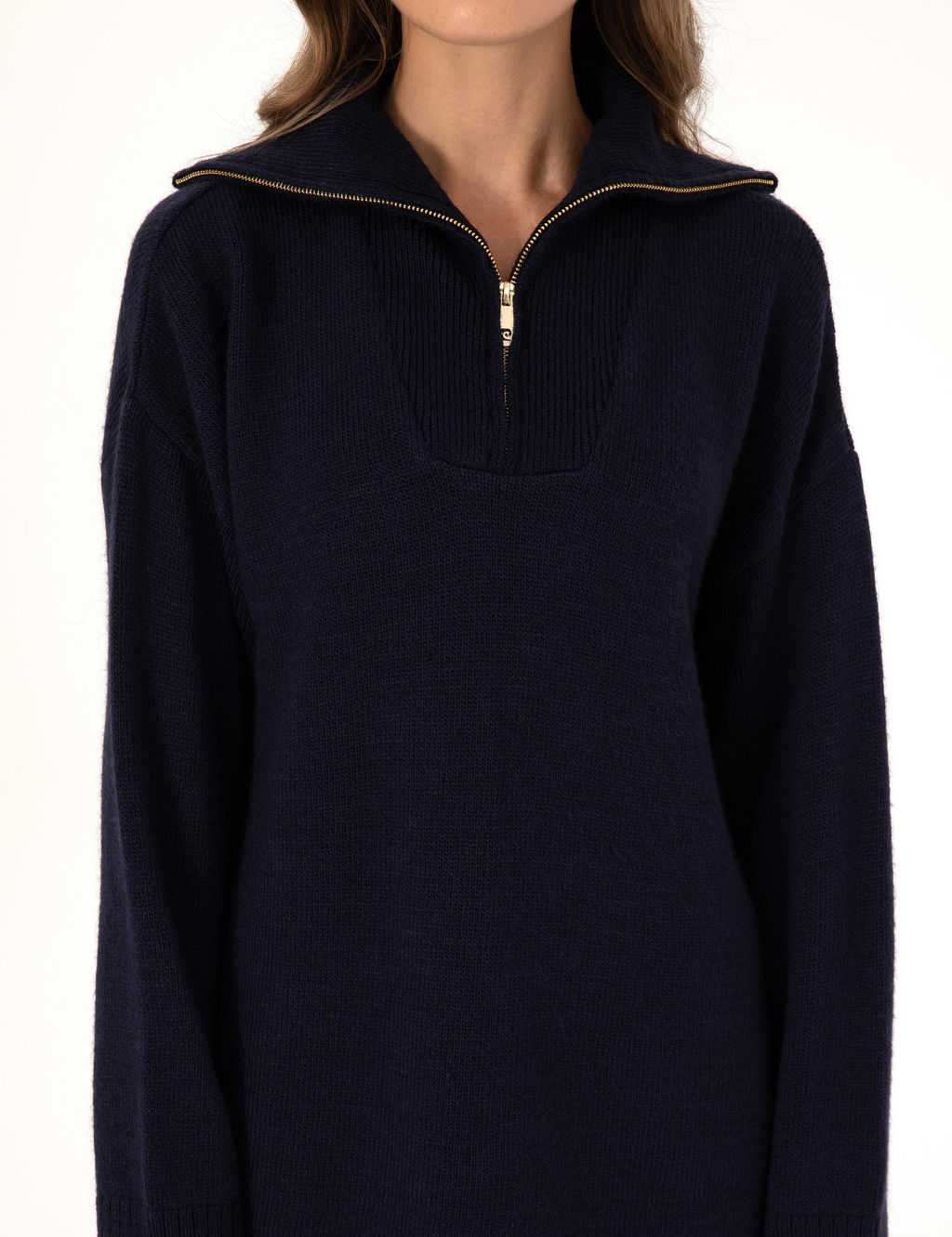 Lacivert Comfort Fit Fermuarl_ _al Yaka Kazak - Pierre cardin фото 6