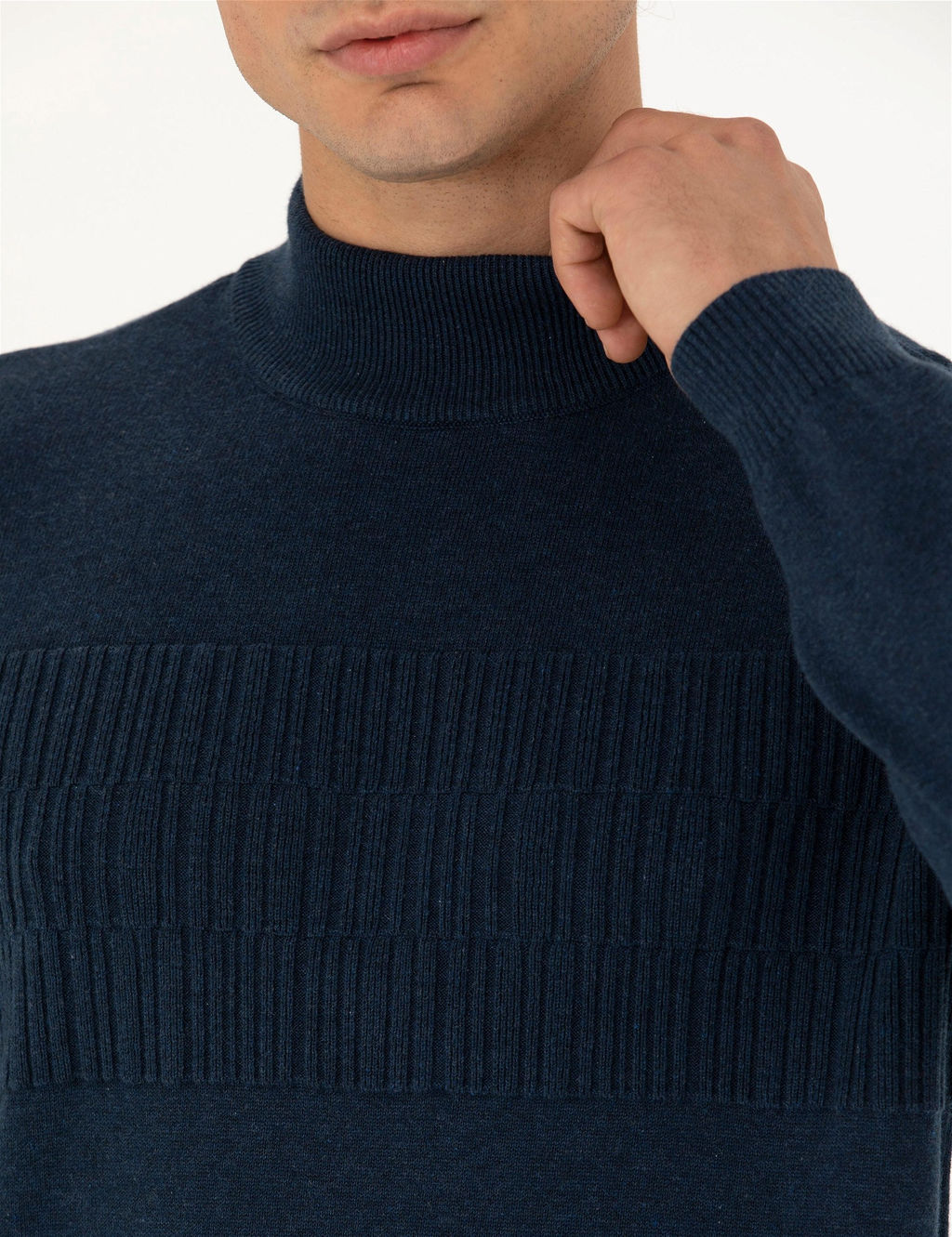 Lacivert Melanj Slim Fit Bal_k__ Yaka Triko Kazak - Pierre cardin фото 7