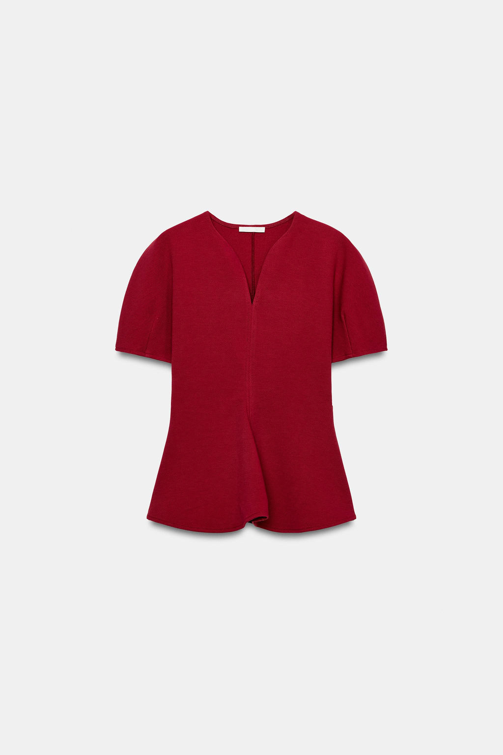 TOP PEPLUM MANGA ABULLONADA / Burgundy - Zara фото 7