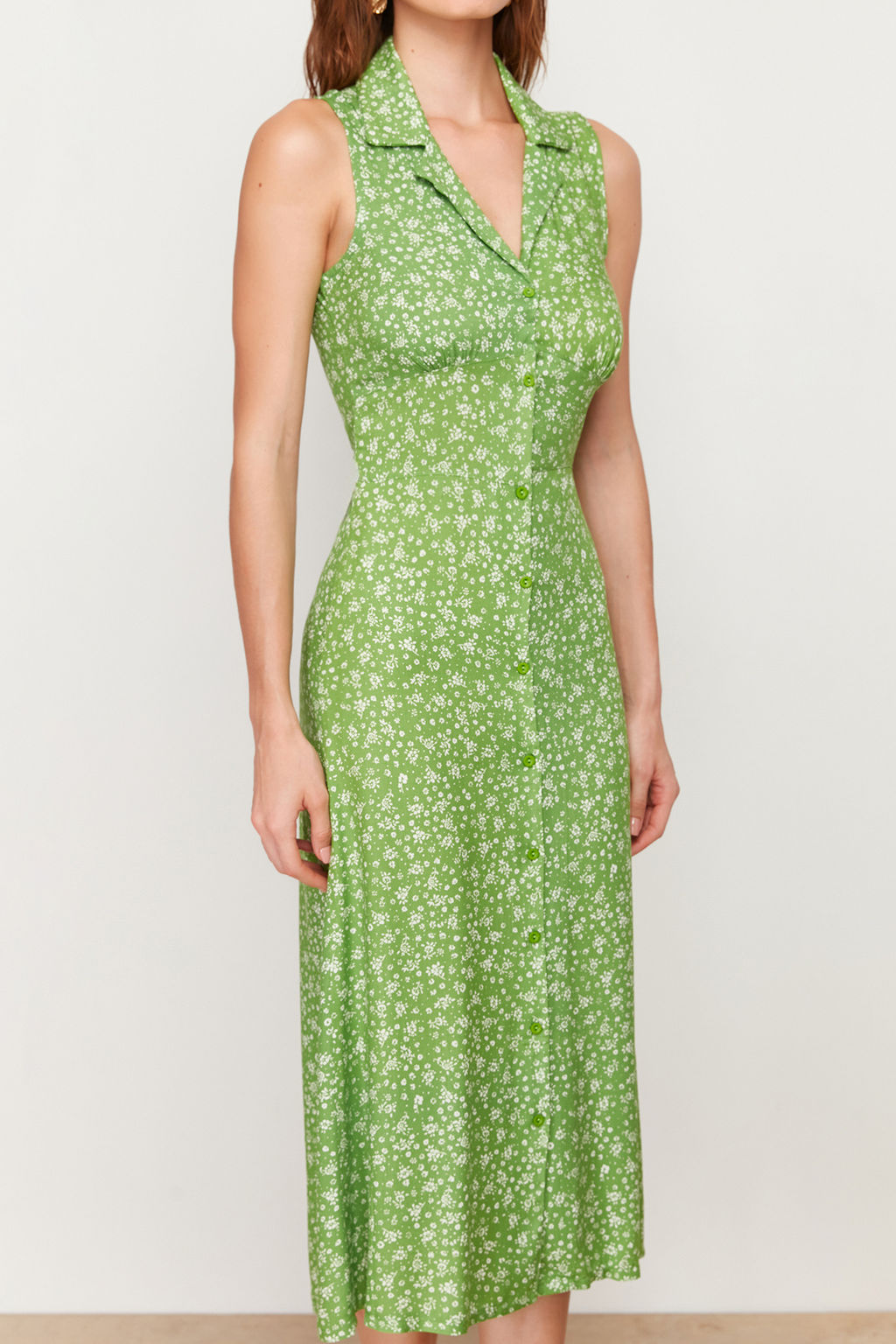 TRENDYOLMILLA K?rm?z? Cicekli Viskon Midi Dokuma Elbise TWOSS24EL00515  фото 4