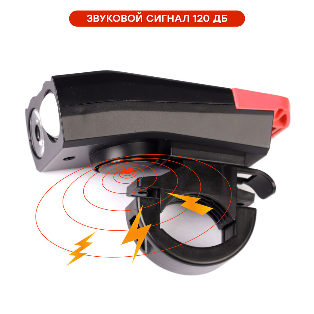 Фонарь передний интеллектуальный COMIRON SMART2 корпус: ABS, свет: LED T6, 800lm, 2000 mAh, 5 режимов, USB-micro, пульт ДУ, звонок, красный/уп 40/ - ГалеонТрейд фото 2
