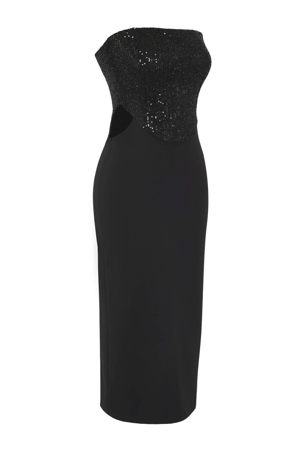 Siyah Cut Out/Pencere Detayl? Astarl? Payet Dokuma Midi Dugun/Nikah Elbisesi TPRSS25EL00306 - Trendyolmilla фото 6