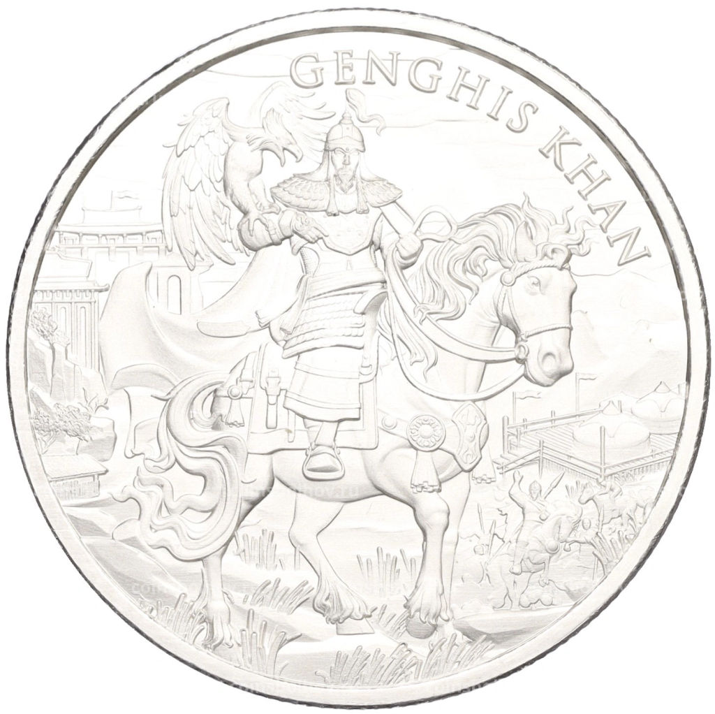 Монета 1 унция 2023 года США Легендарные воины Чингисхан