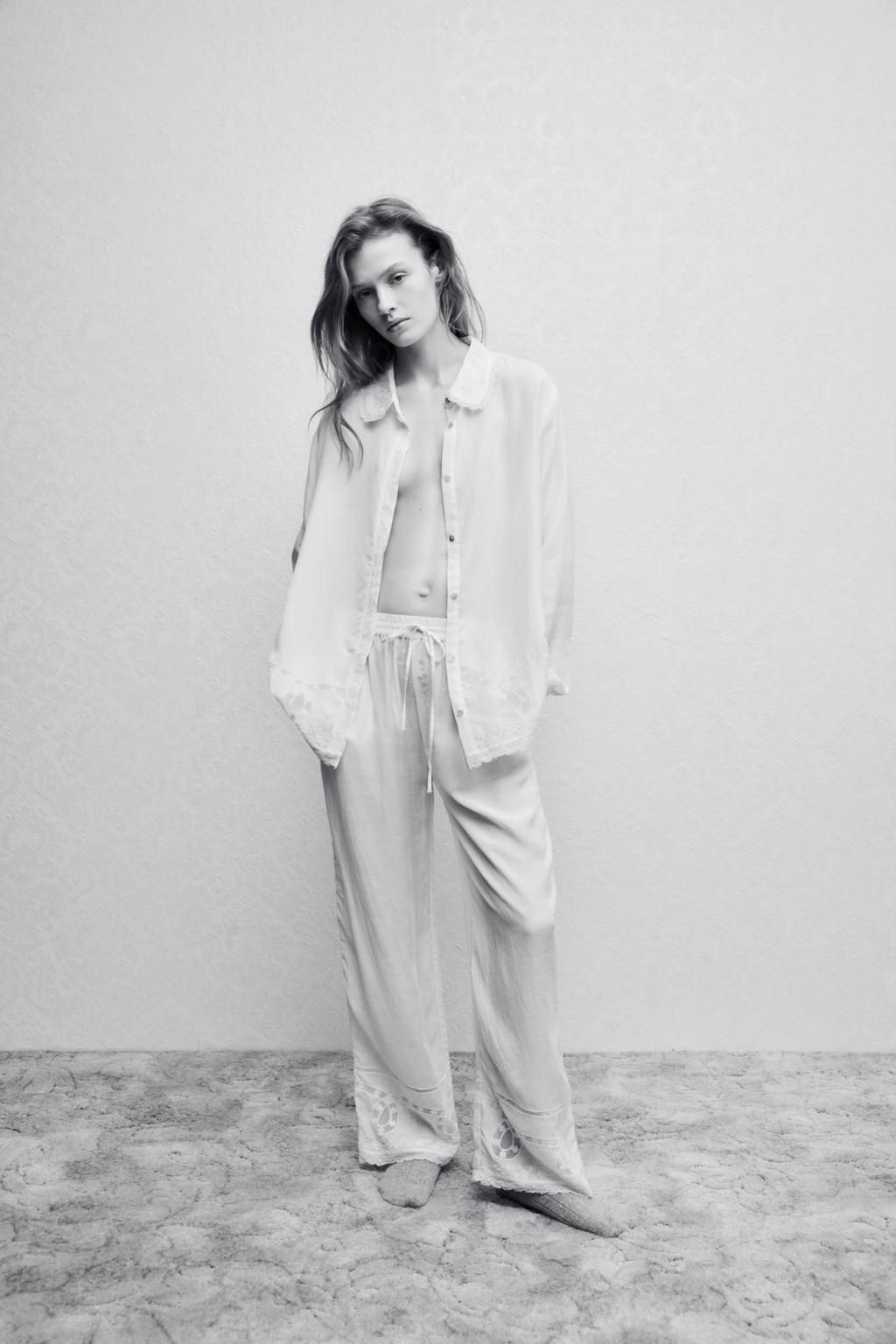 SHIRT WITH LACE TRIM, BEADING AND EMBROIDERY - Zara фото 8