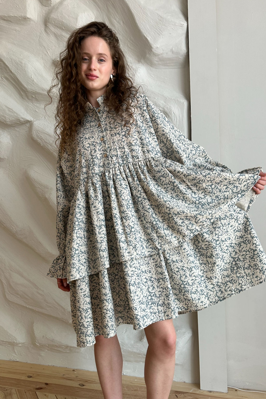 Платье PUFF059/06/Серо-голубой, белый - Rise фото 4