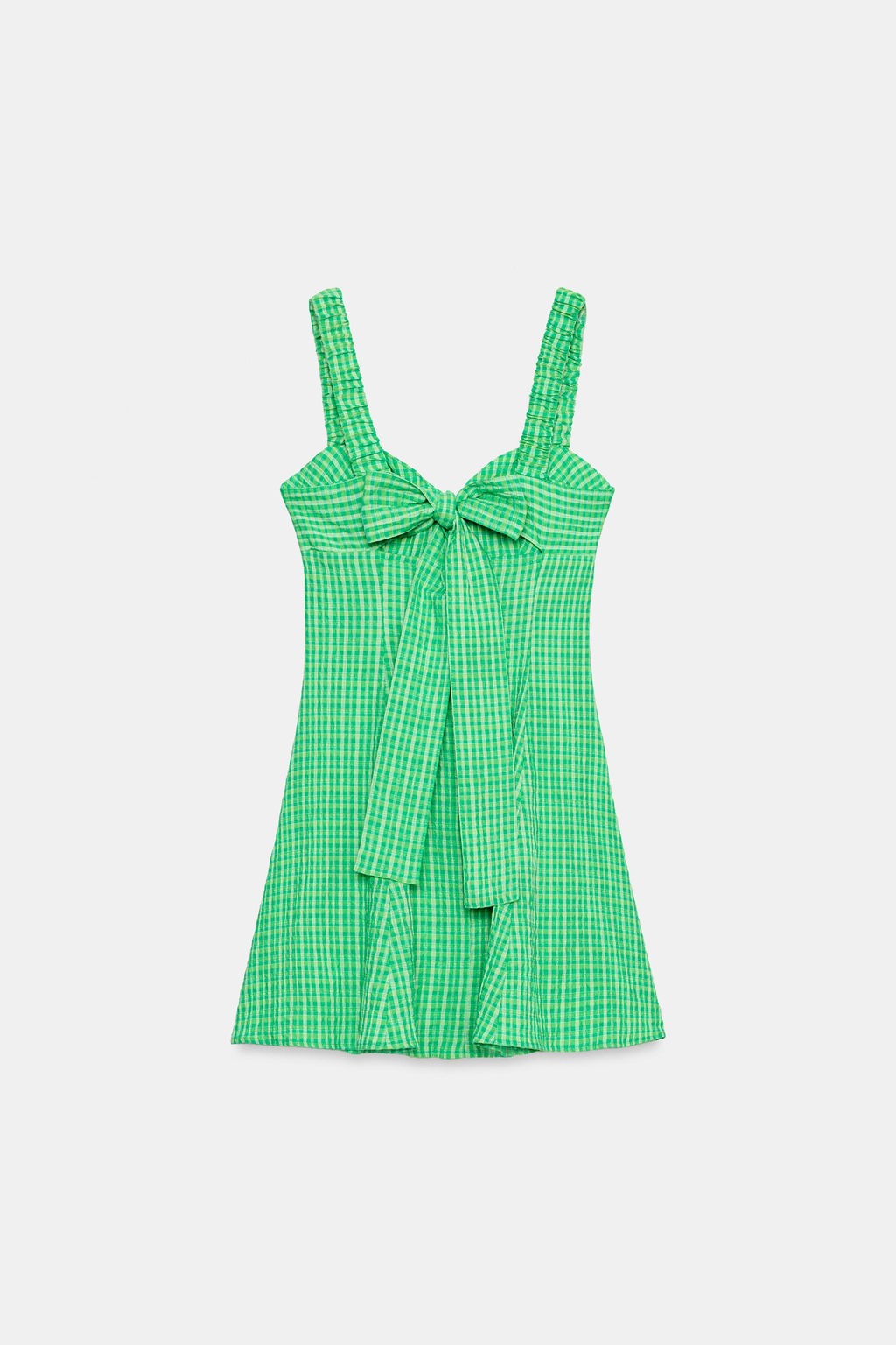 VESTIDO CORTO CUADRO VICHY / Verdes - Zara фото 7