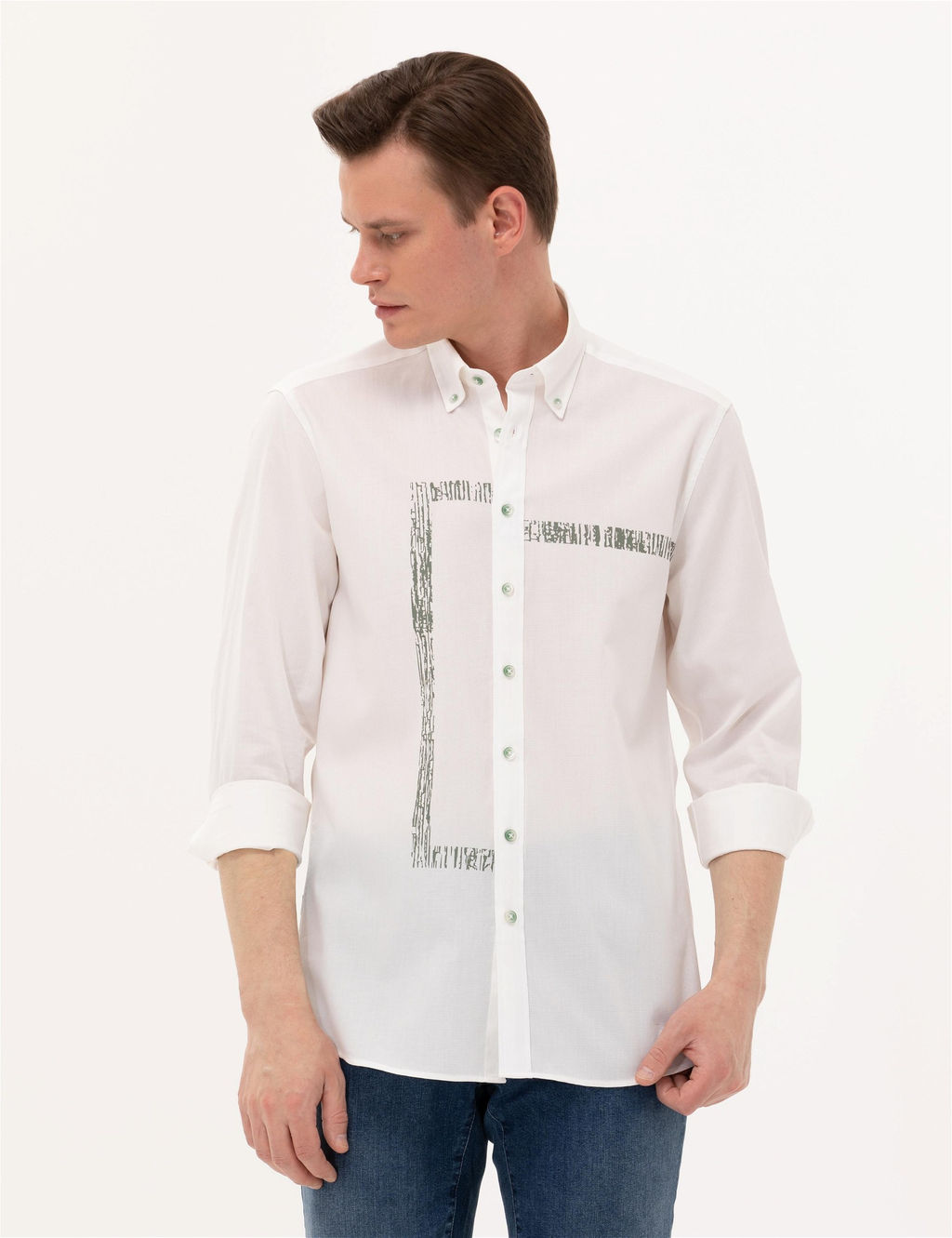 Haki Regular Fit Uzun Kollu G_mlek - Pierre cardin фото 2