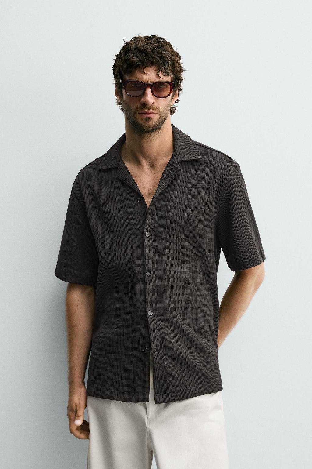 CAMISA REGULAR FIT ESTRUCTURA / Carb?n - Zara фото 2