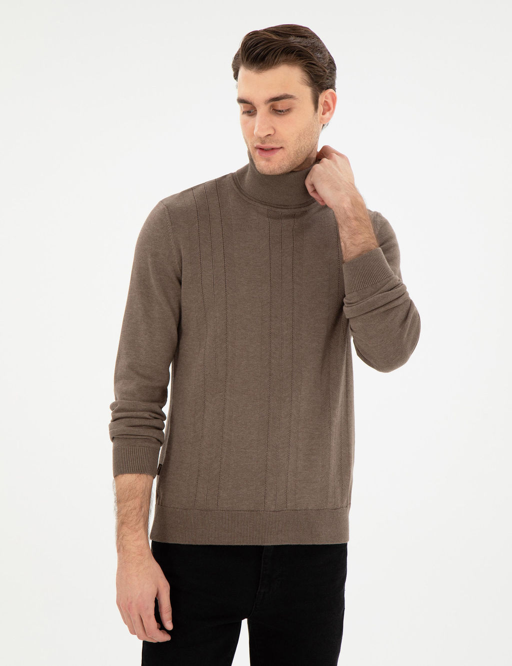 Vizon Melanj Slim Fit Bal_k__ Yaka Triko Kazak - Pierre cardin фото 3