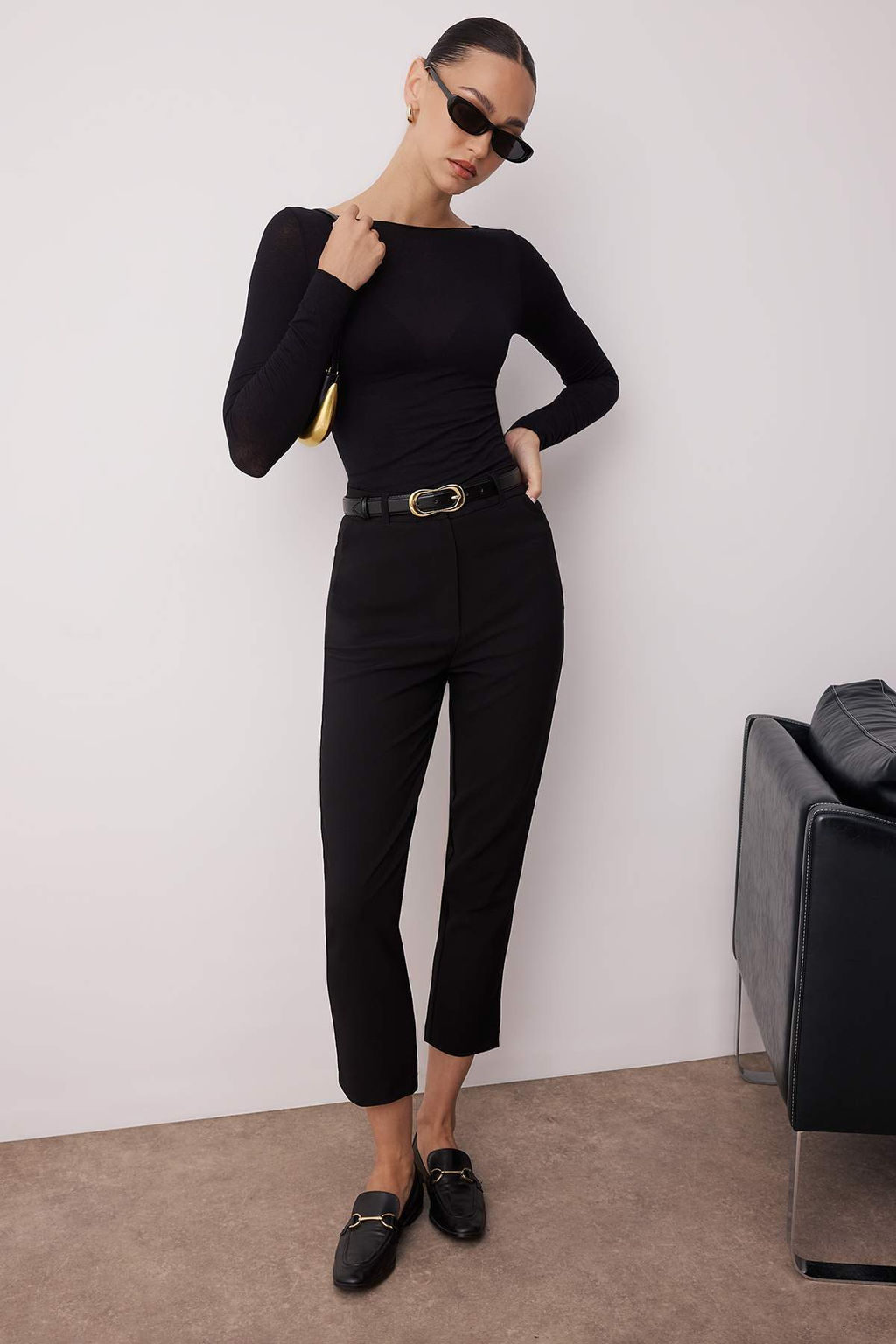 Siyah Basic Cigarette Dar Paca Dokuma Kumas Pantolon TWOSS19ST0038
