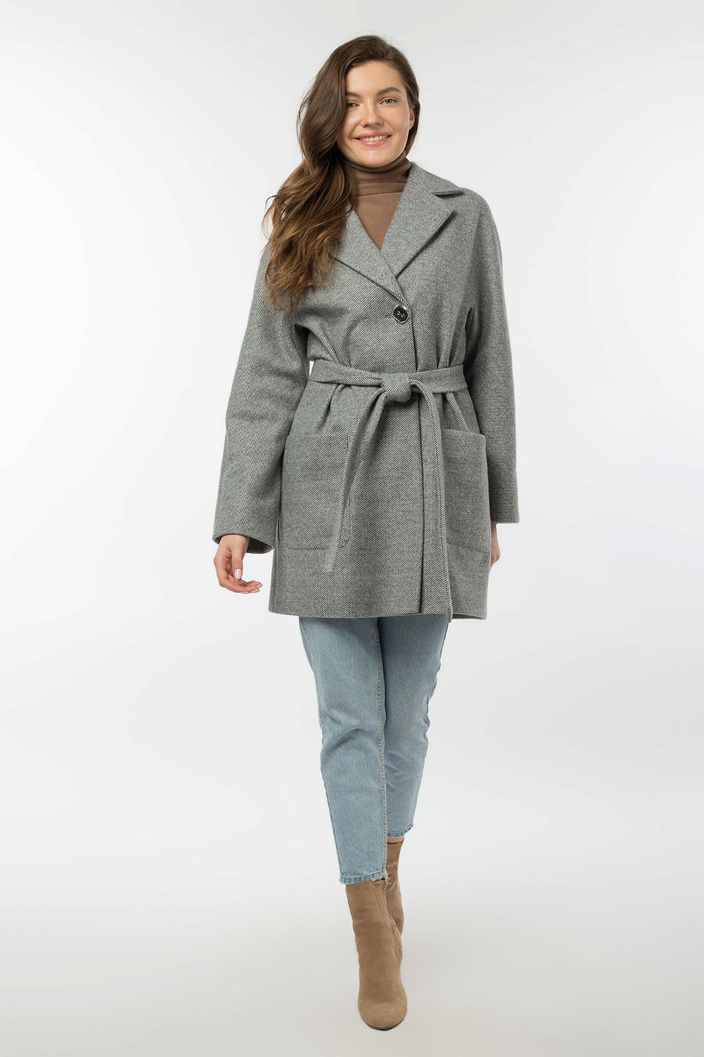 01-10544 Пальто женское демисезонное (пояс)