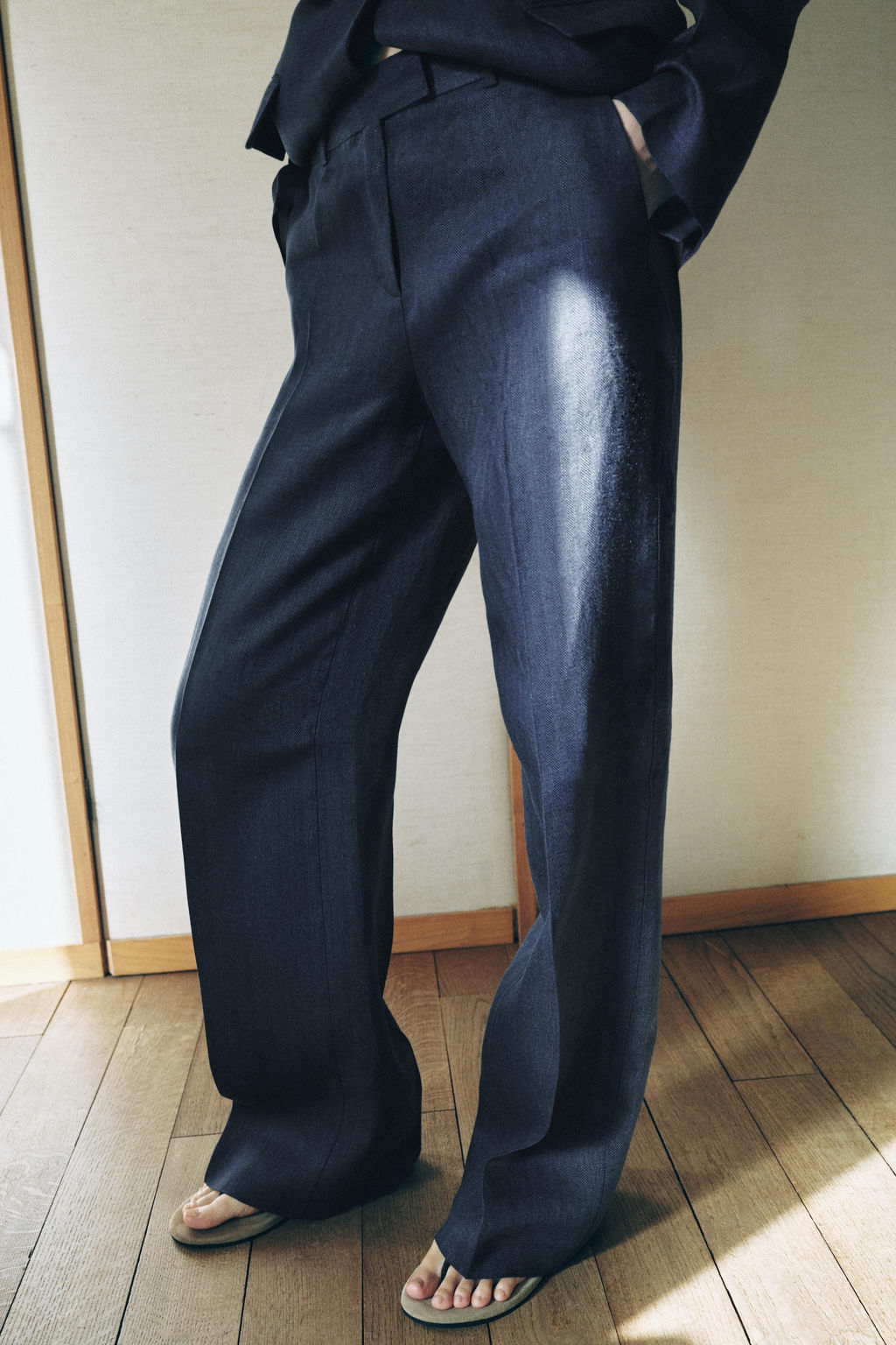 PANTAL?N ESPIGA 100% LINO / ?ndigo - Zara фото 2