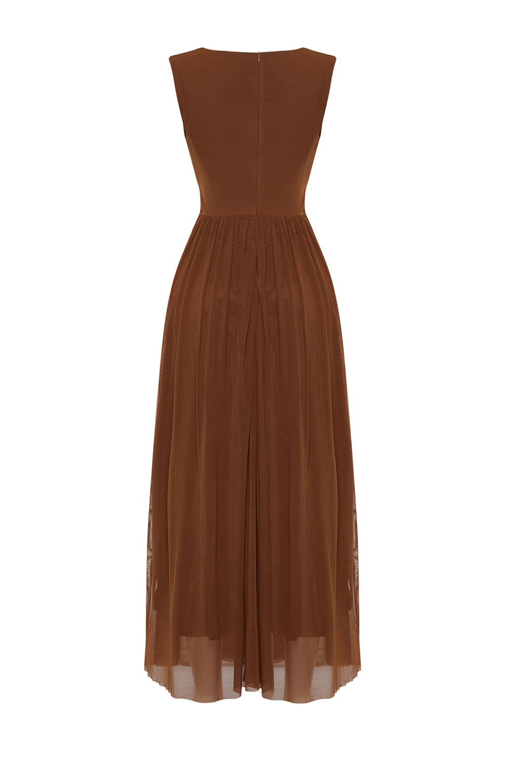 TRENDYOLMILLA Kahverengi Pencere/Cut Out Detayl? Orme Tul Elbise TPRSS24EL00022 фото 8