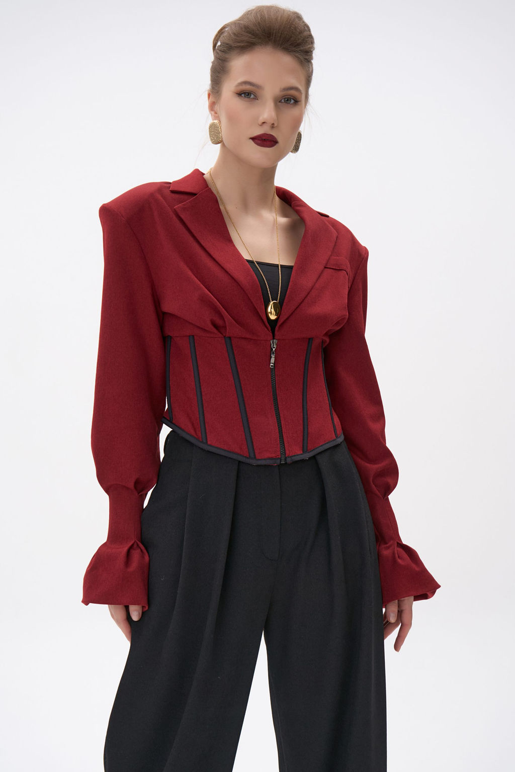 Пиджак  корсет Джуди (бордовый) - Эльза фото 6