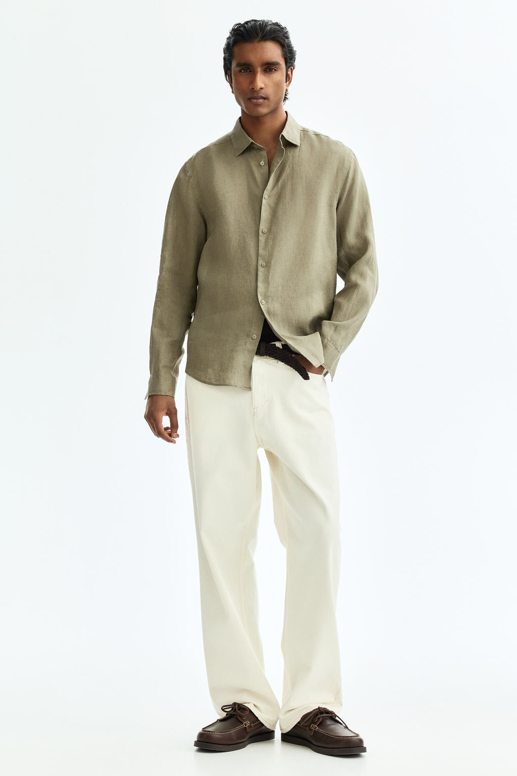 Camisa de lino Slim Fit - H&m фото 8