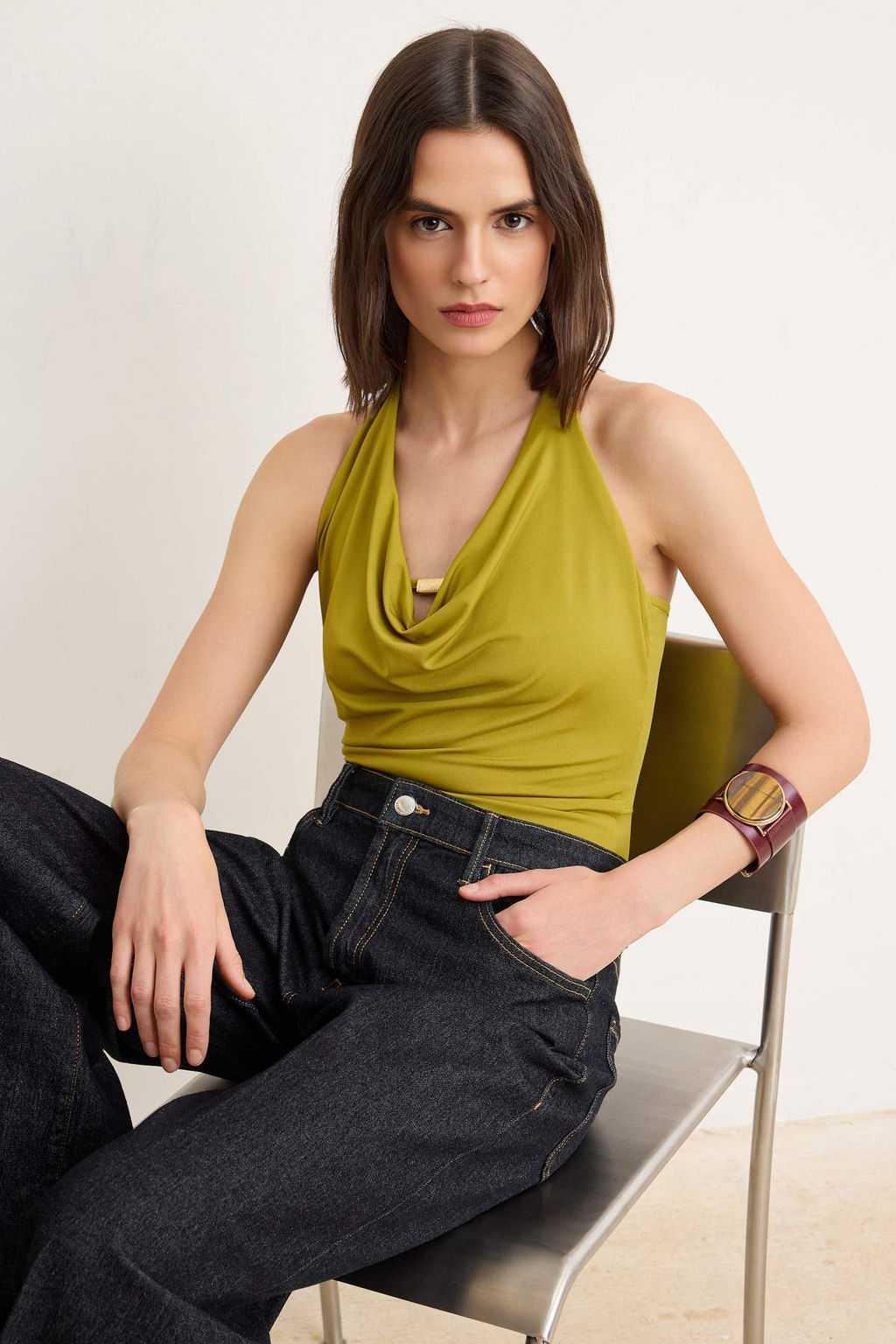 Siyah Duz Fitted Boyundan Baglamal? Kolsuz Aksesuar Detayl? C?tc?tl? Esnek Orme Body TWOSS26BD00025 - Trendyolmilla фото 5