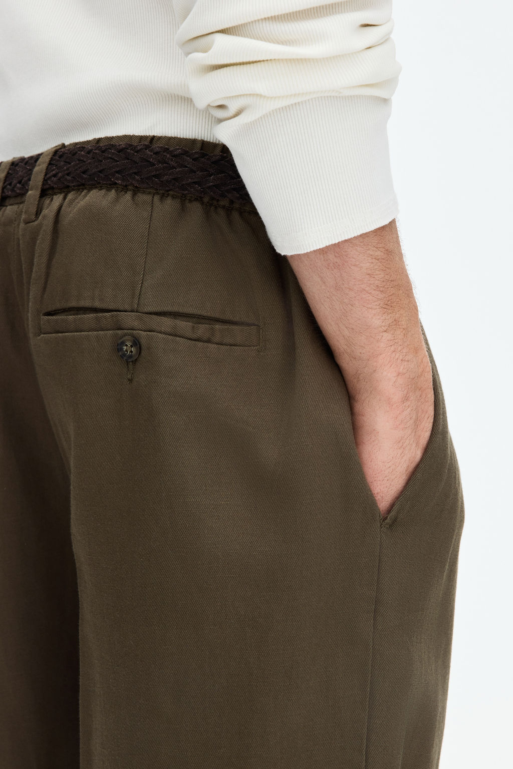 Pantal?n en mezcla de lino Loose Fit - H&m фото 9