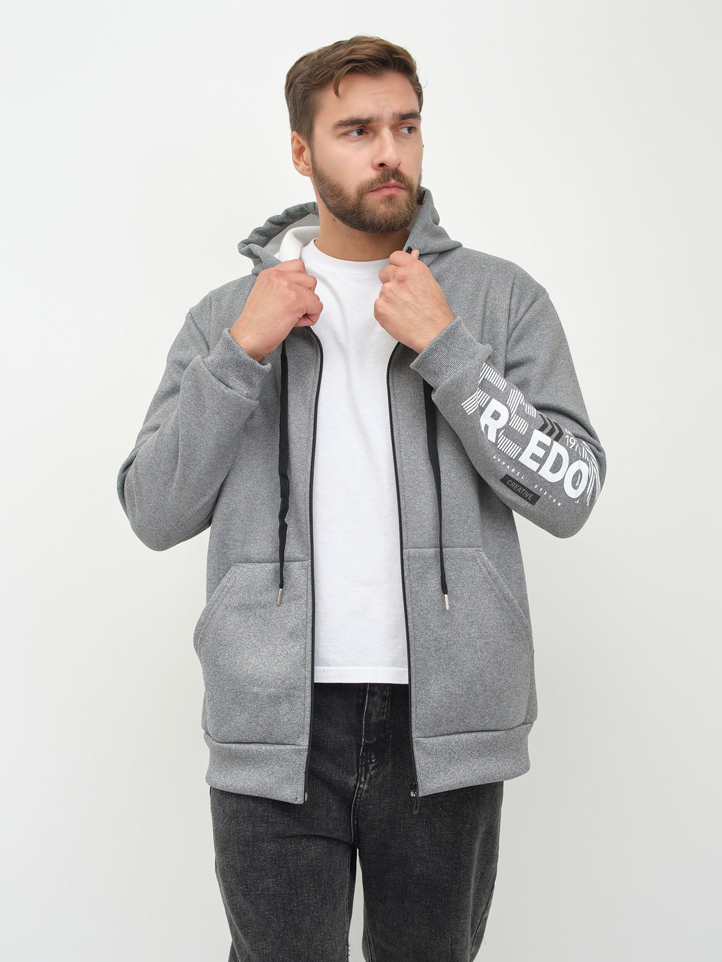Толстовка муж. Дэнди 3-х нитка начес серый