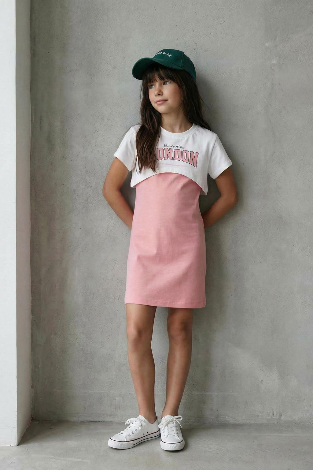 Pembe K?z Cocuk %100 Pamuk Slogan Bask?l? K?sa Kol Orme Elbise TKDSS25EL00095 - Trendyolmilla фото 7