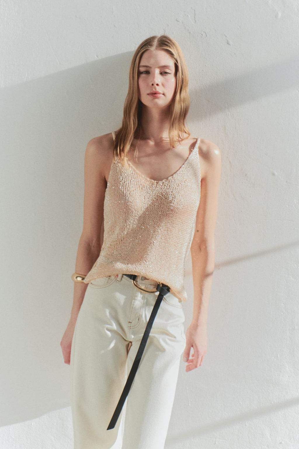 Limited Edition Alt?n Crop Payetli Metalik Iplikli Bluz TWOSS25BZ00321