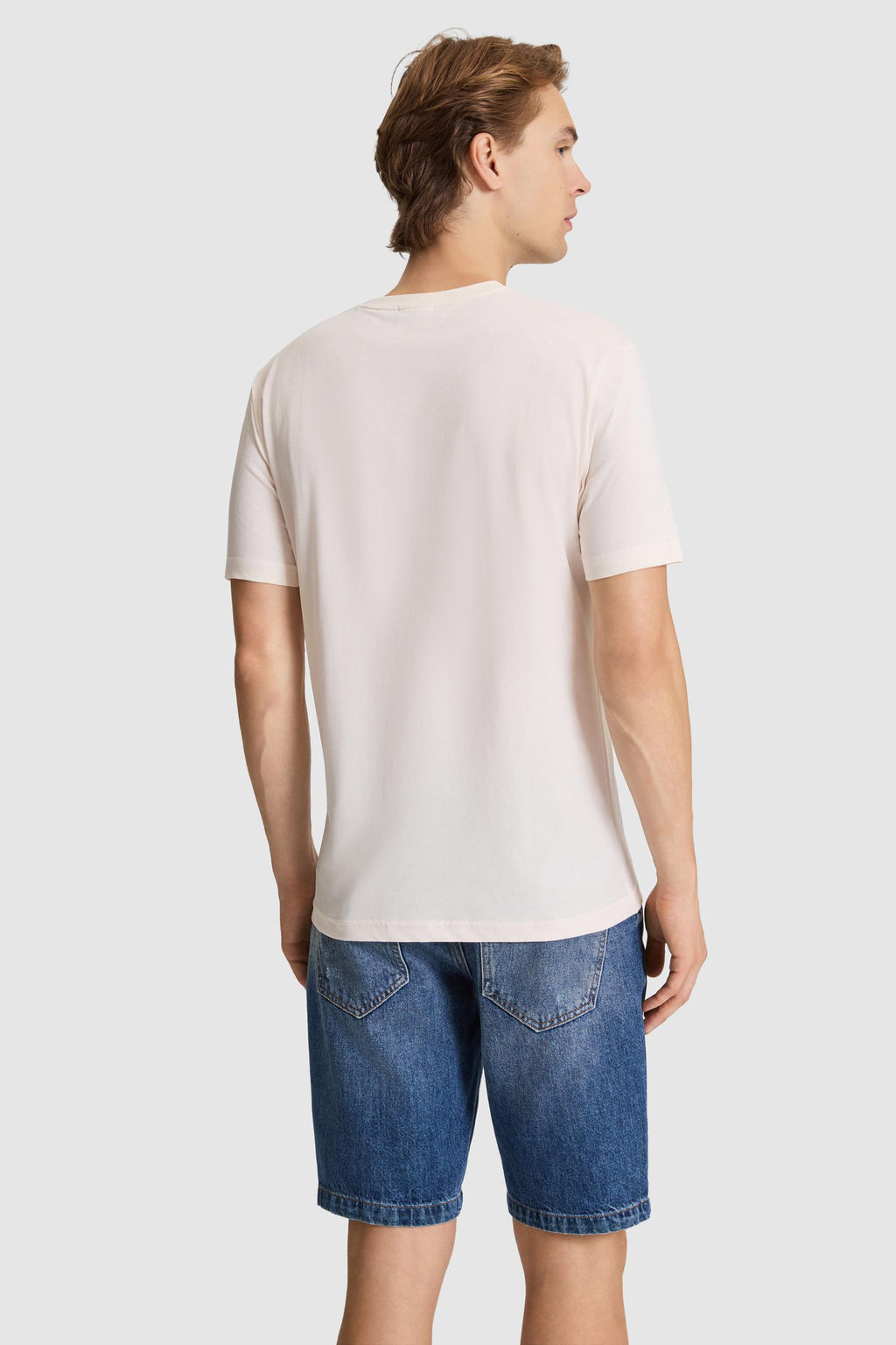 Erkek Krem Regular Fit Bisiklet Yaka Ti__rt