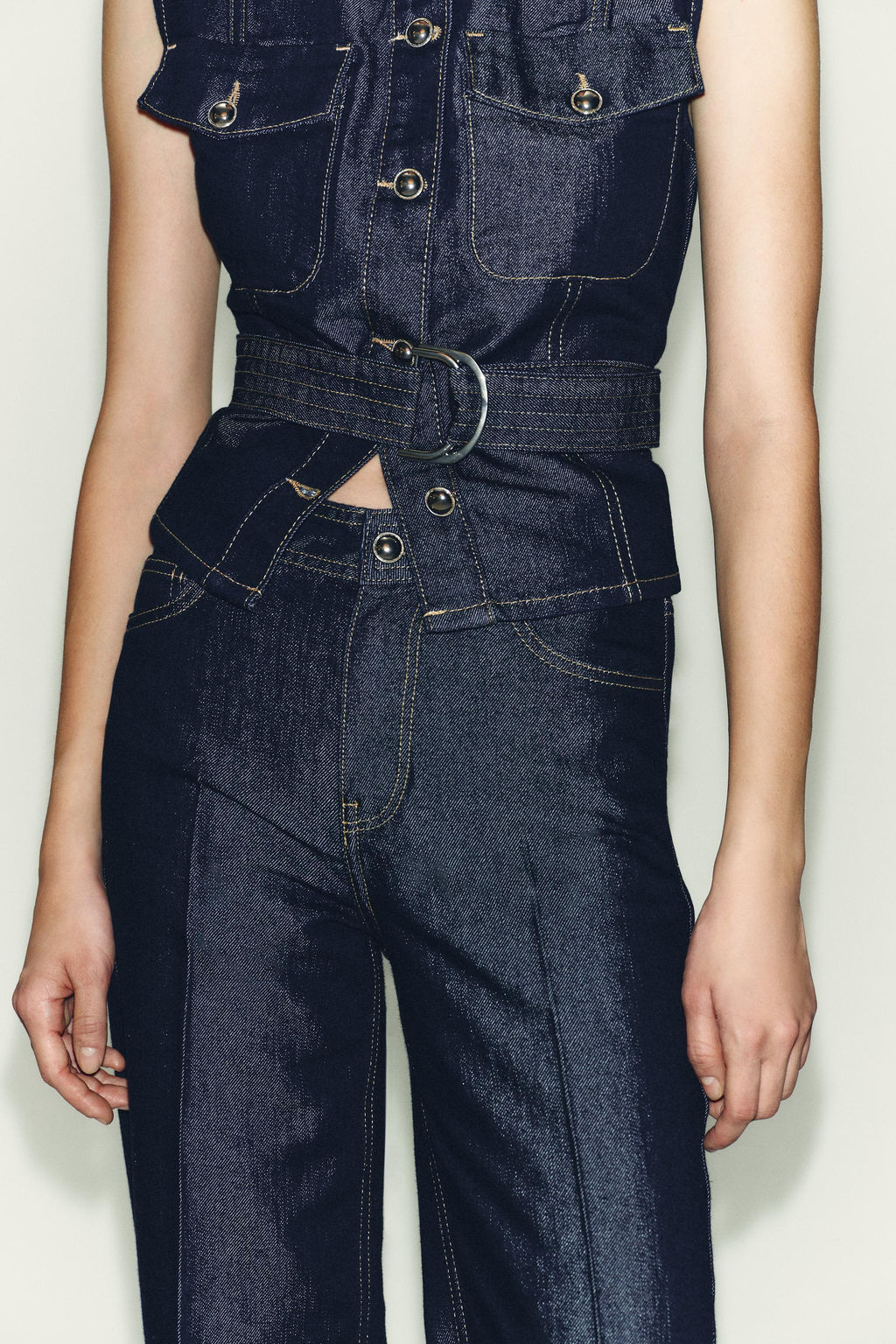 JEANS Z1975 STRAIGHT MID-WAIST CREASED - Zara фото 4