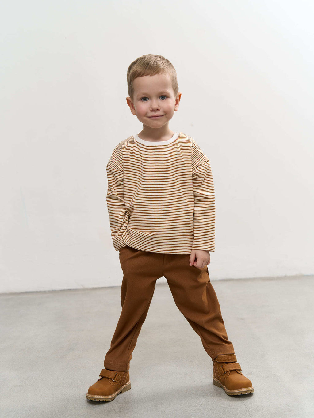 Лонгслив Полоска Экрю с начесом 0+ - Bungly фото 3