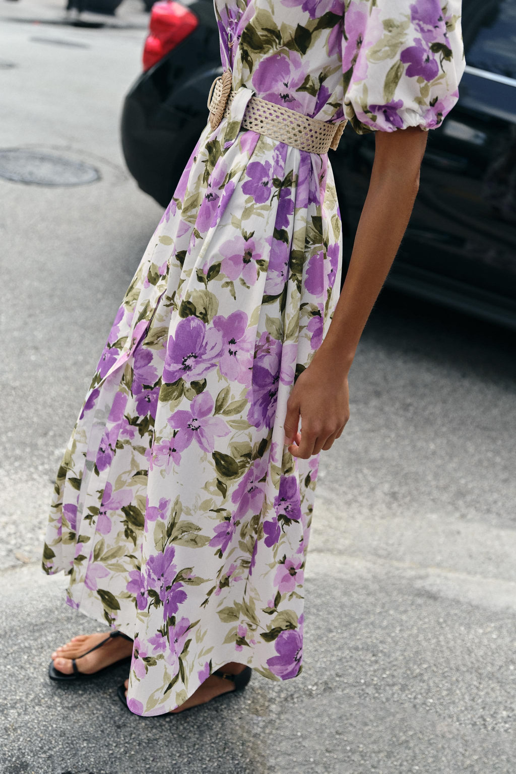 FLORAL PRINT BELTED MIDI DRESS - Zara фото 4