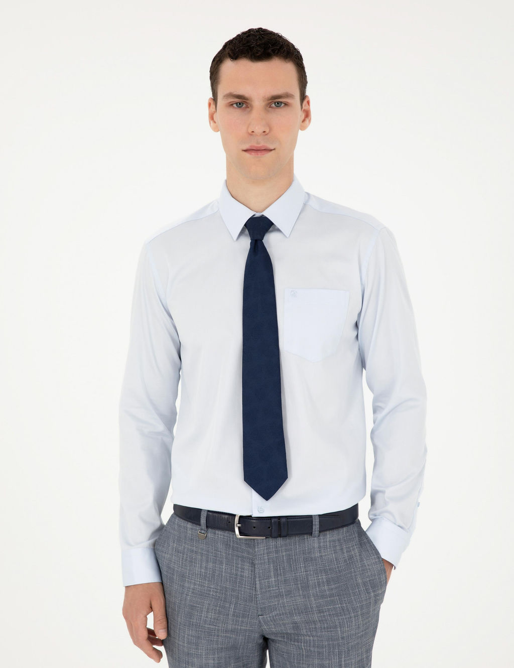 A__k Mavi Regular Fit Uzun Kollu Basic G_mlek