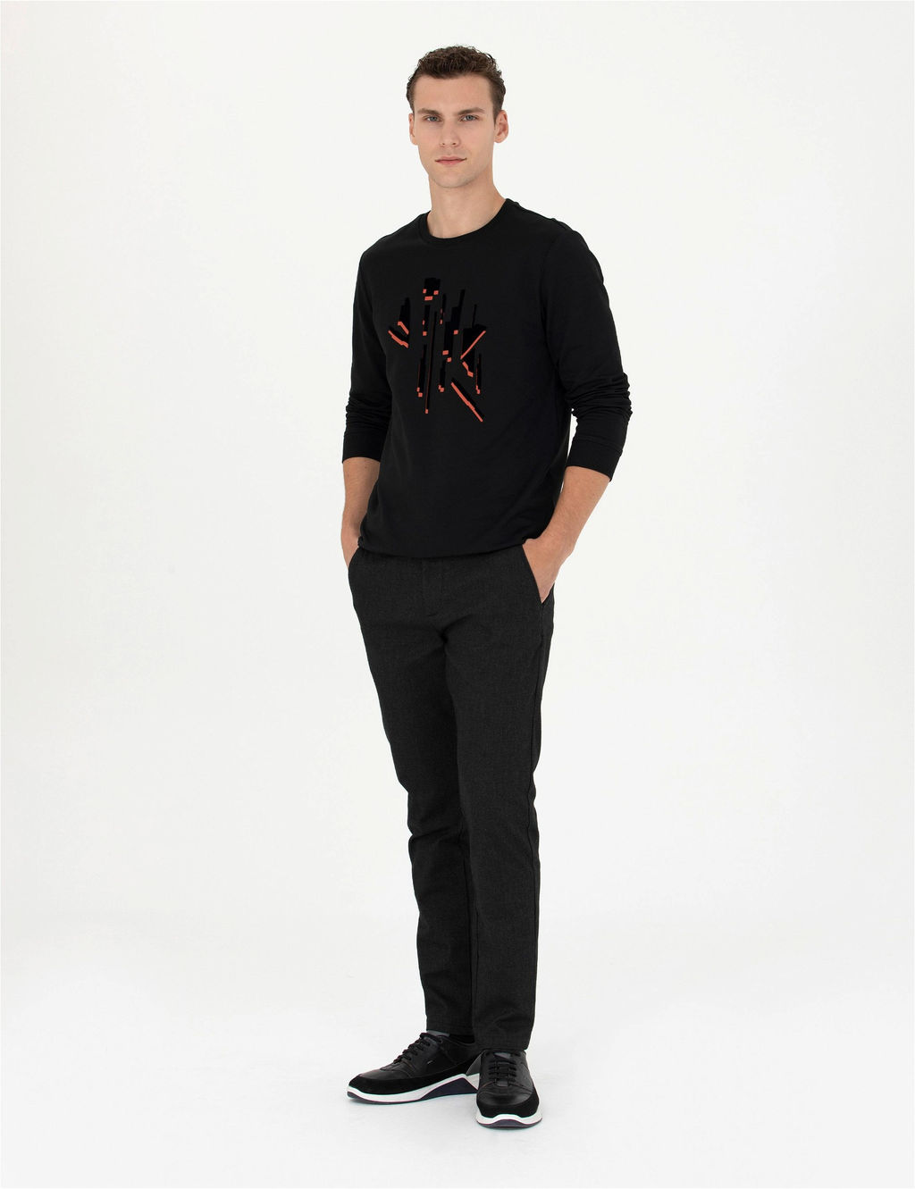 Siyah Regular Fit Sweatshirt - Pierre cardin фото 4