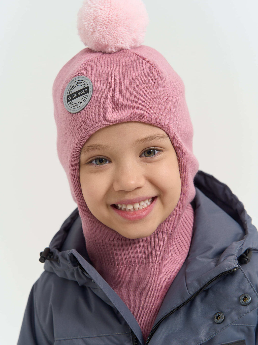 Шлем демисезонный из смесовой шерсти Пудра - Bungly фото 4