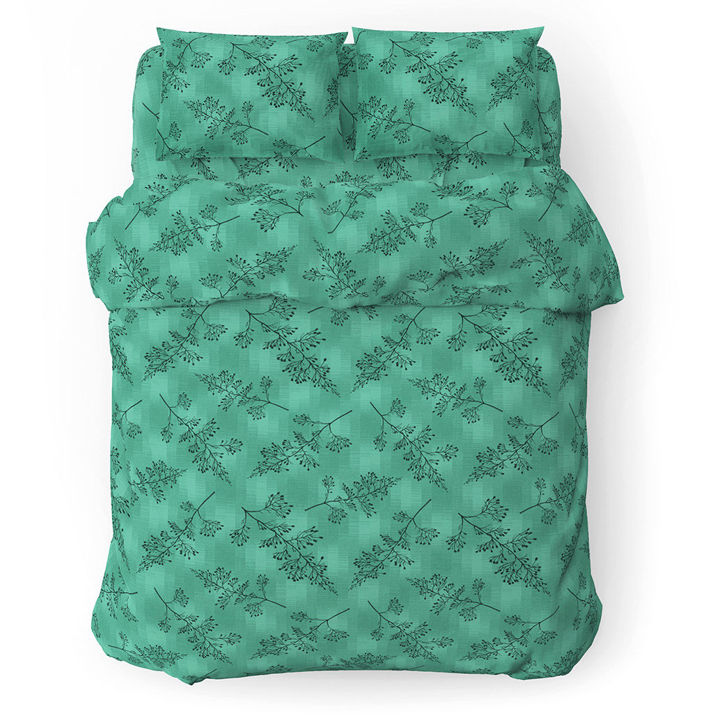 Пододеяльник на кнопках Евро Макси "Ботаника" зеленый 240х215см, поплин "Комфорт" 115г/м2, хлопок 100%, упаковка "классическая" ПВХ 28х41см, "Домашняя мода" (Россия)