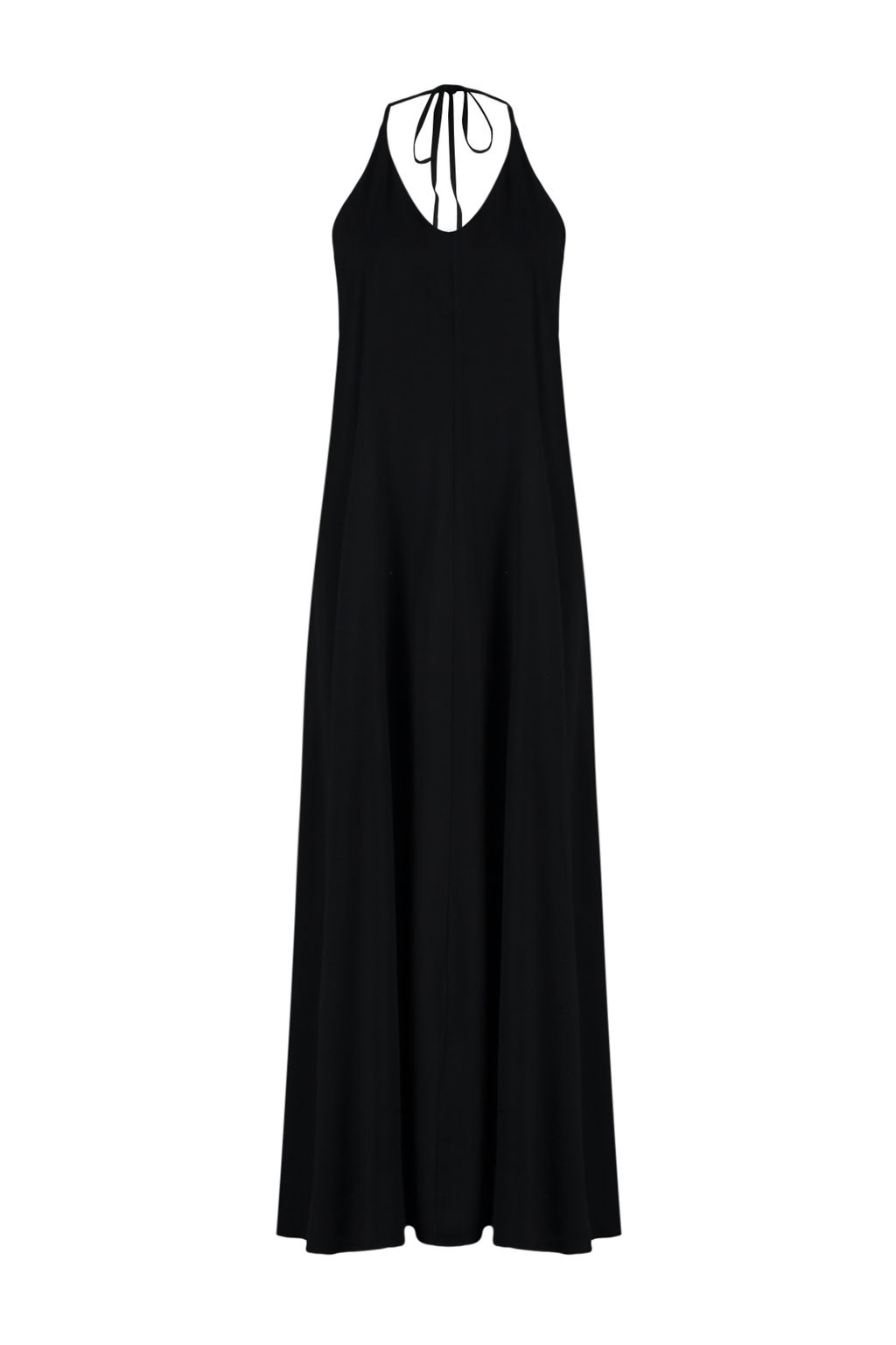 Plaj Giyim Siyah Dokuma S?rt Dekolteli Maxi Elbise TBESS24EL00022